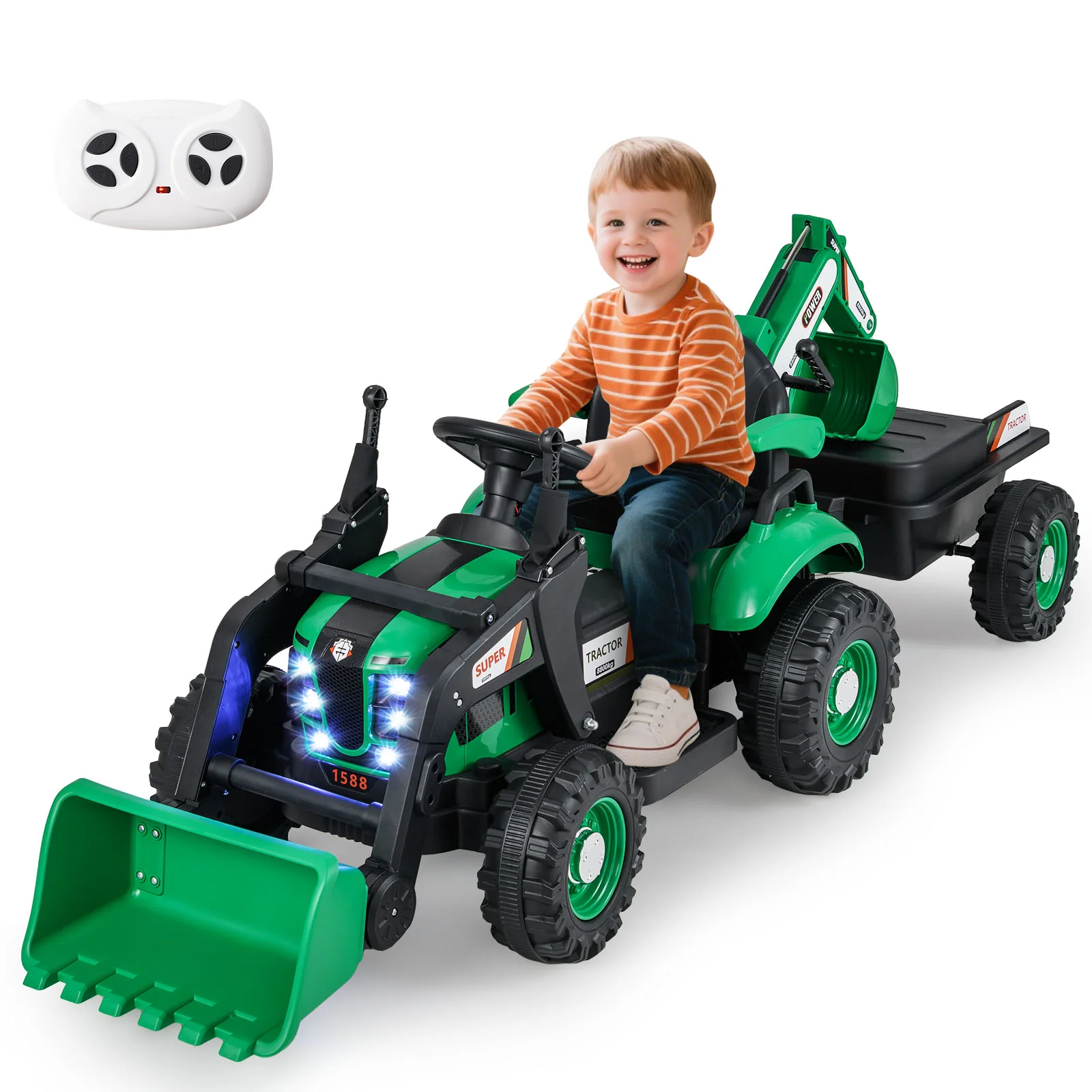 4 in 1 Ride on Tractor, Excavator & Bulldozer for Kids, 12V Electric Construction Vehicle - Image 12
