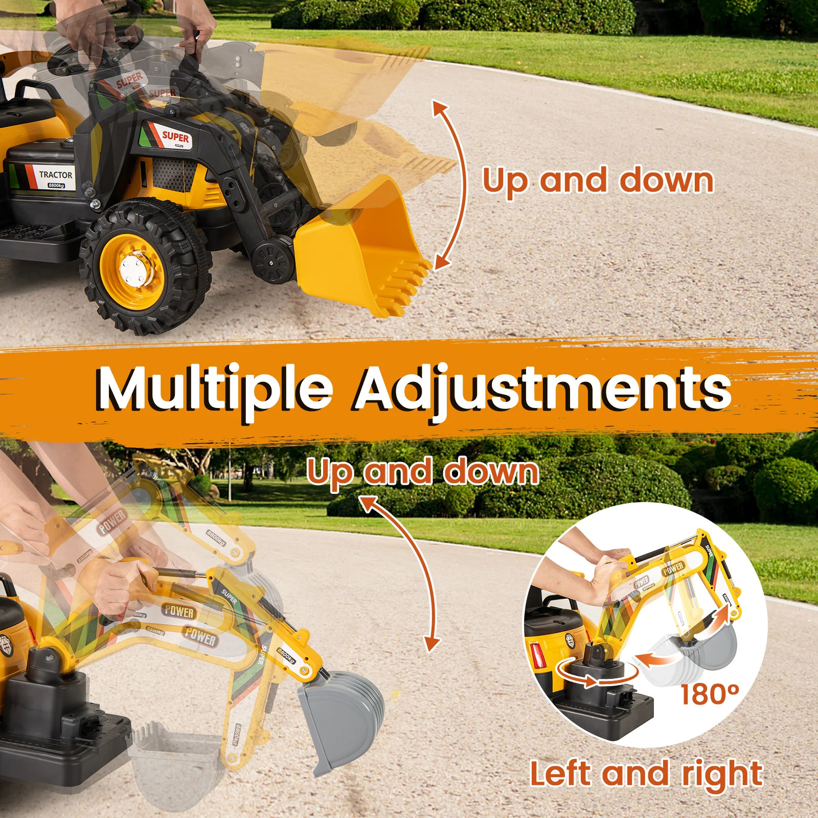 4 in 1 Ride on Tractor, Excavator & Bulldozer for Kids, 12V Electric Construction Vehicle - Image 5