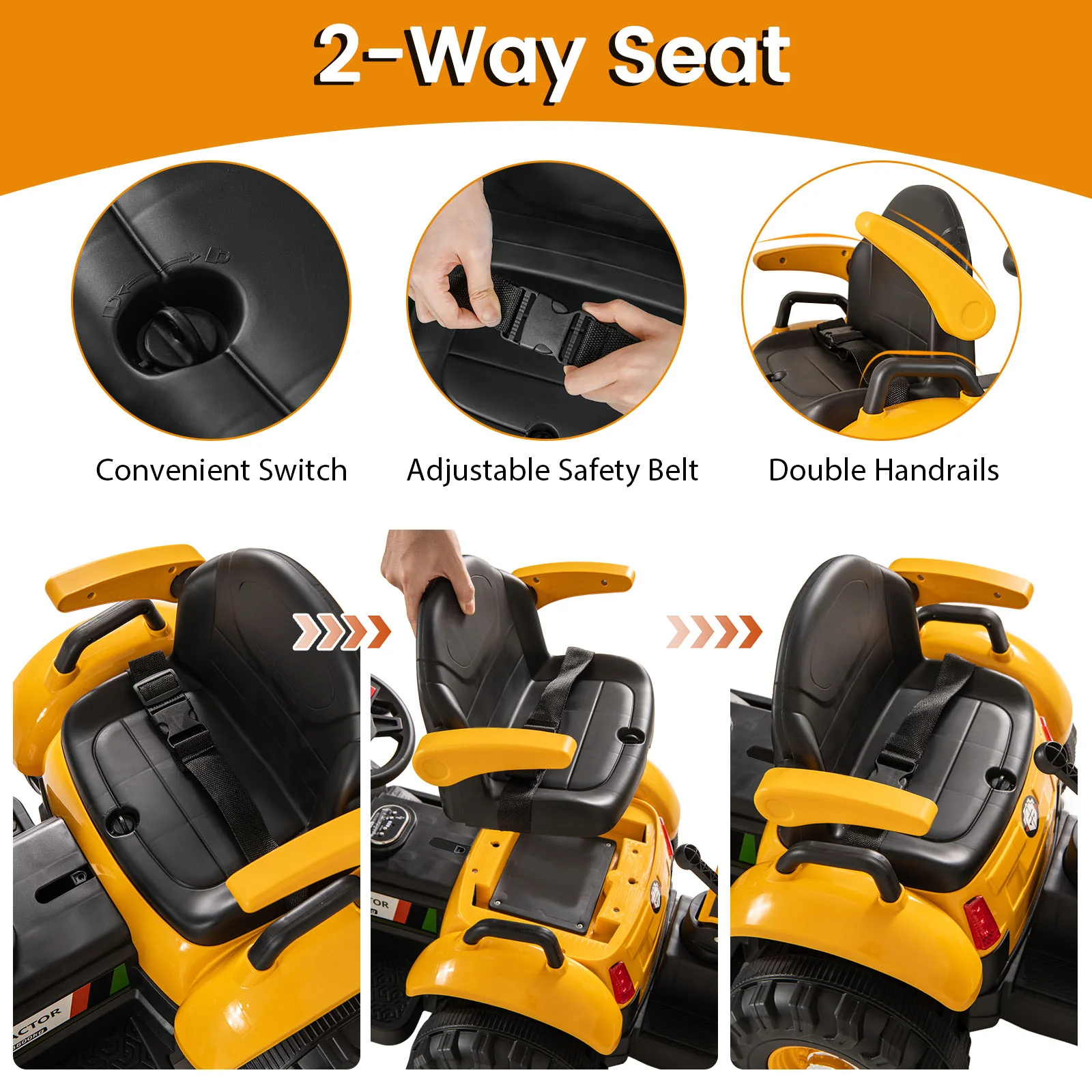 4 in 1 Ride on Tractor, Excavator & Bulldozer for Kids, 12V Electric Construction Vehicle - Image 6