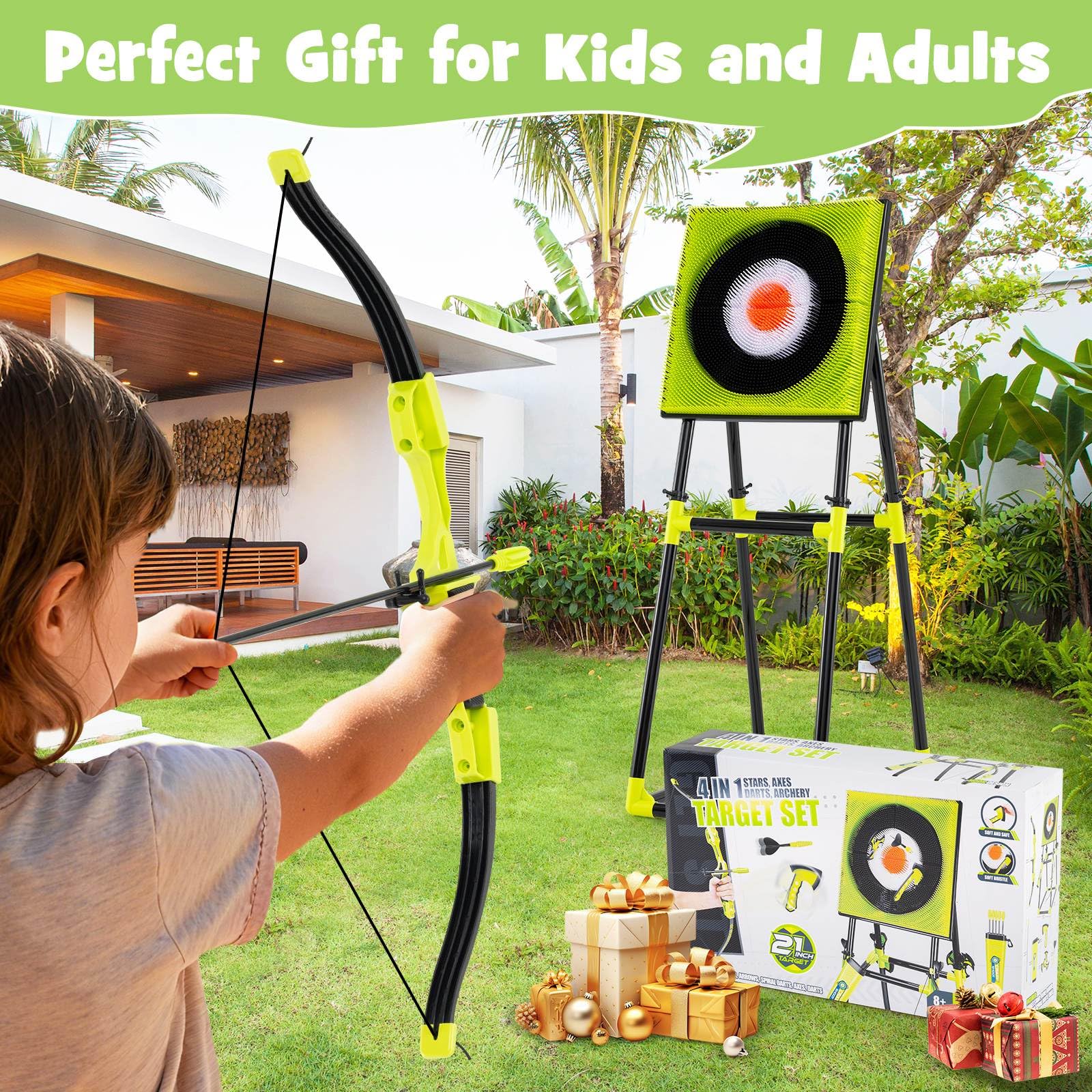 4 in 1 Throwing Target Set, Kids Throwing Game w/Bristle Target - Image 7