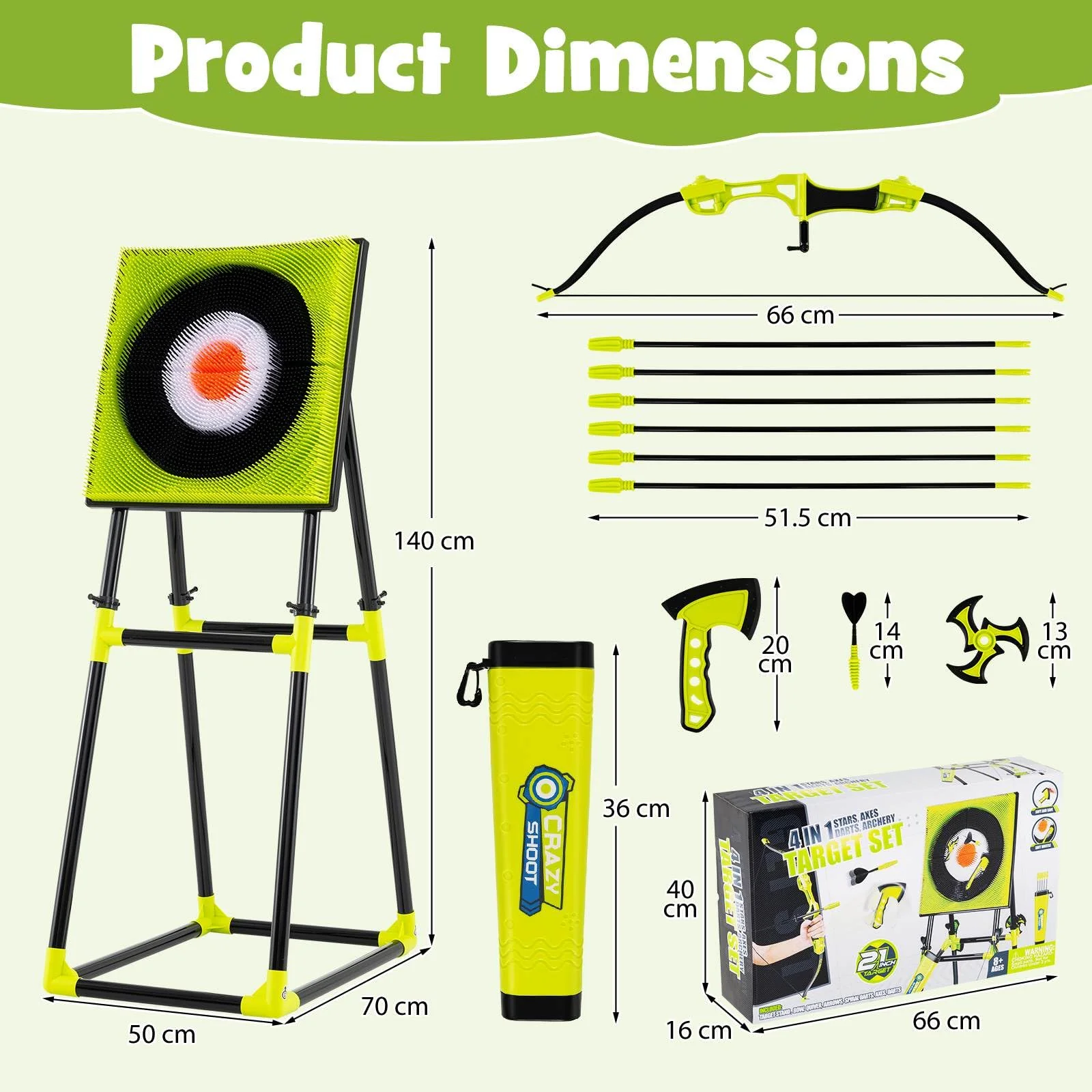 4 in 1 Throwing Target Set, Kids Throwing Game w/Bristle Target - Image 9