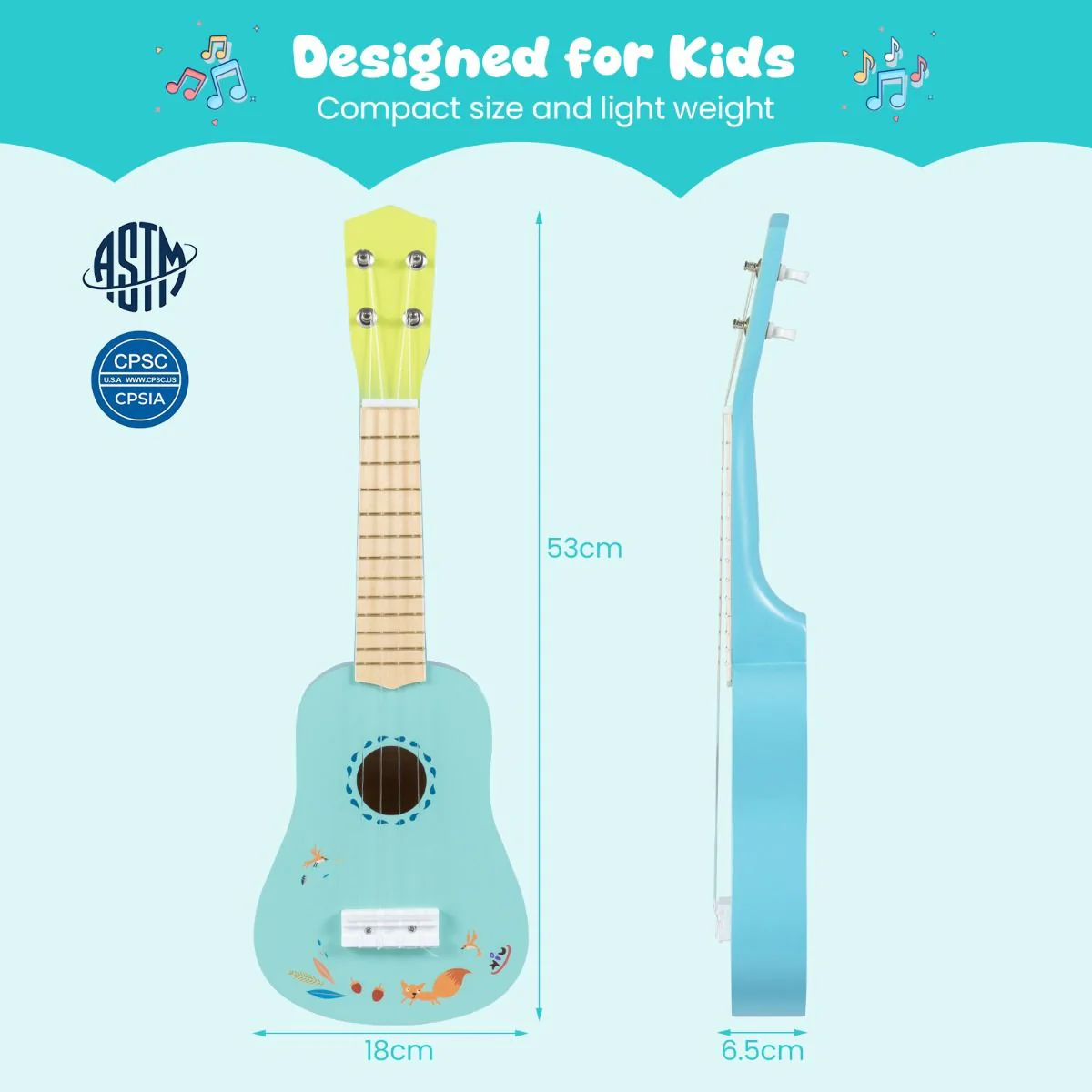 4 Strings Mini Ukulele with Basswood Body for 3+ Years Old - Image 3