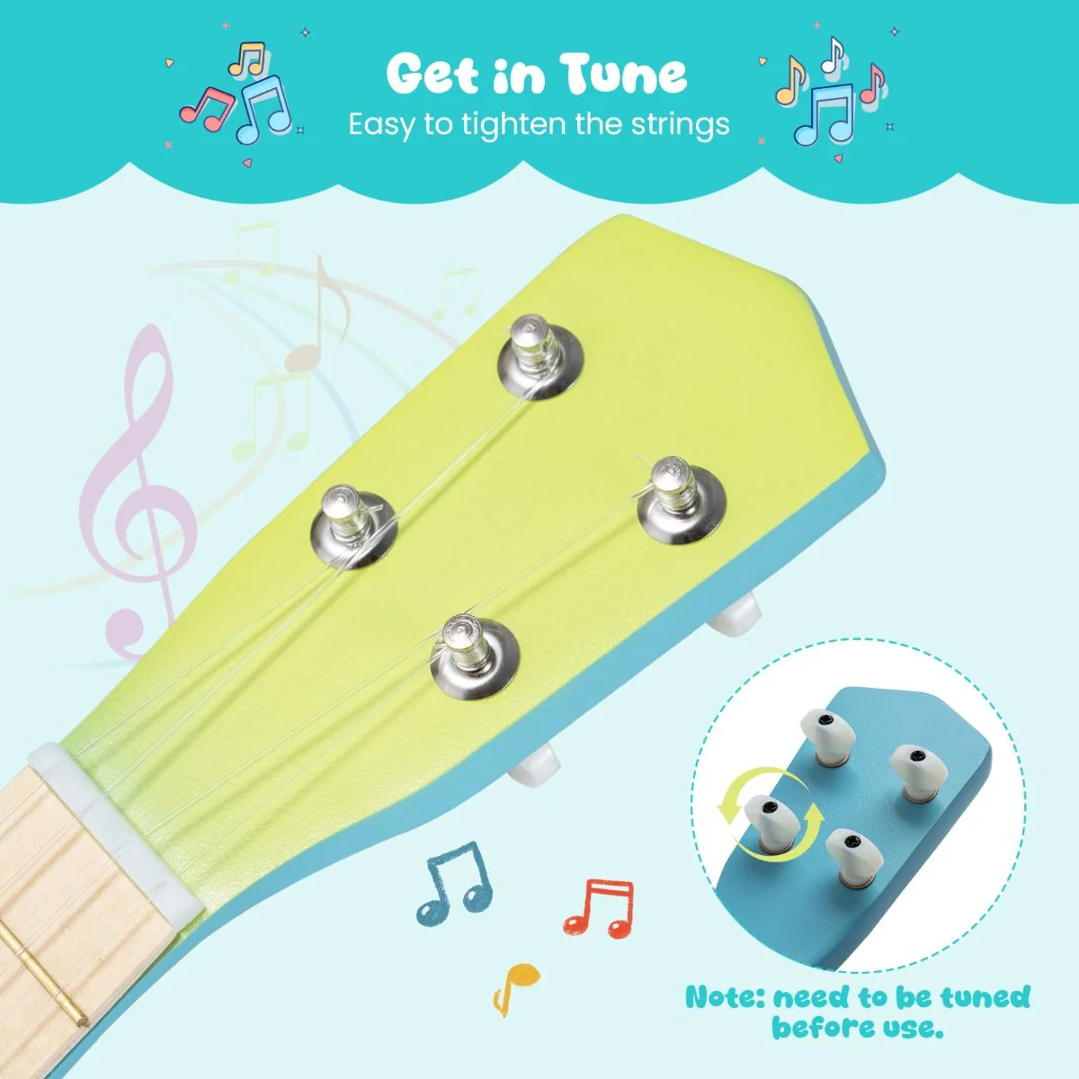 4 Strings Mini Ukulele with Basswood Body for 3+ Years Old - Image 5