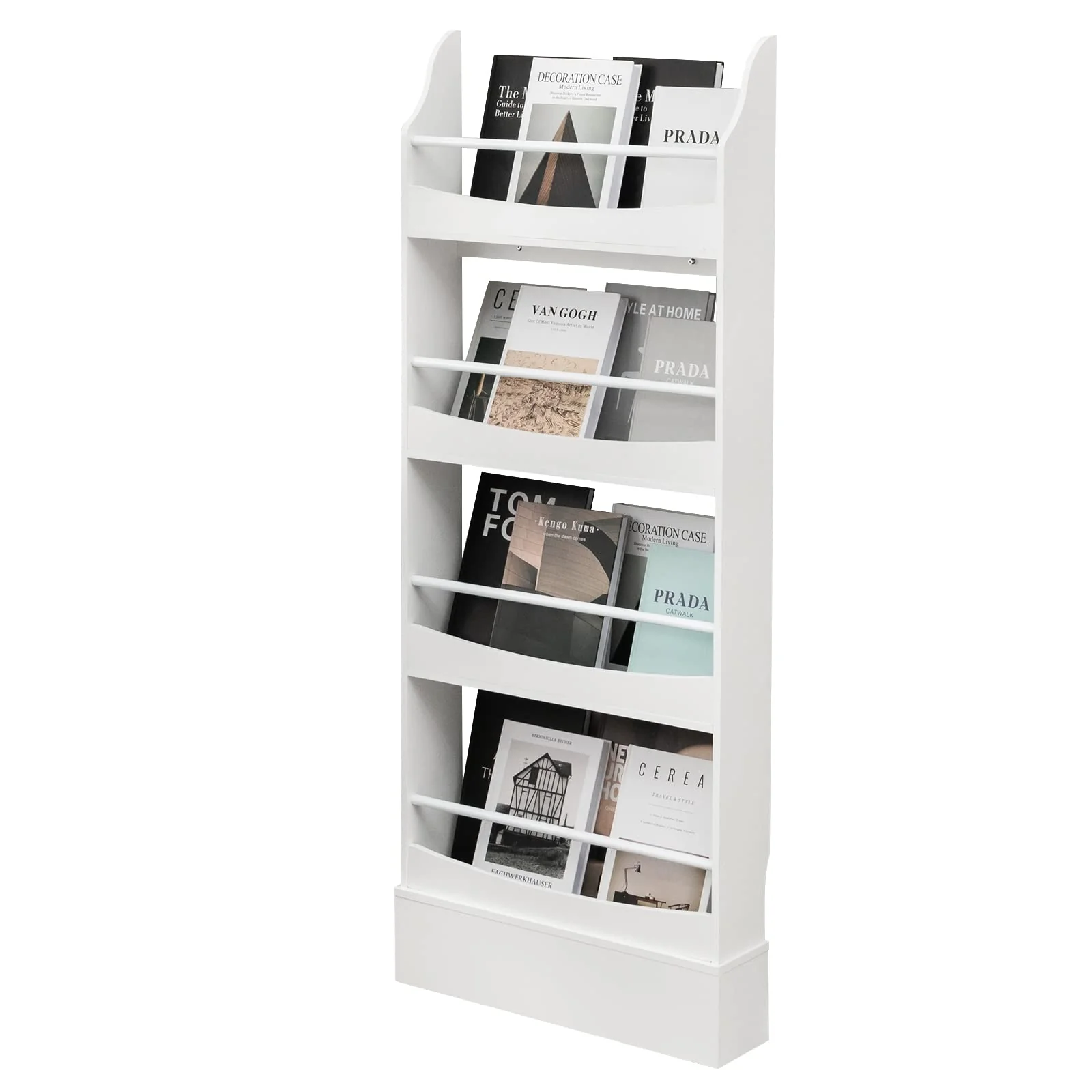 4-Tier Kids Bookcase with 2 Anti-Tipping Kits & Guardrails