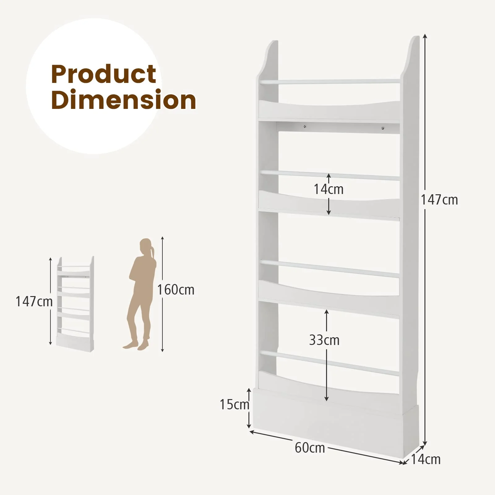 4-Tier Kids Bookcase with 2 Anti-Tipping Kits & Guardrails - Image 3
