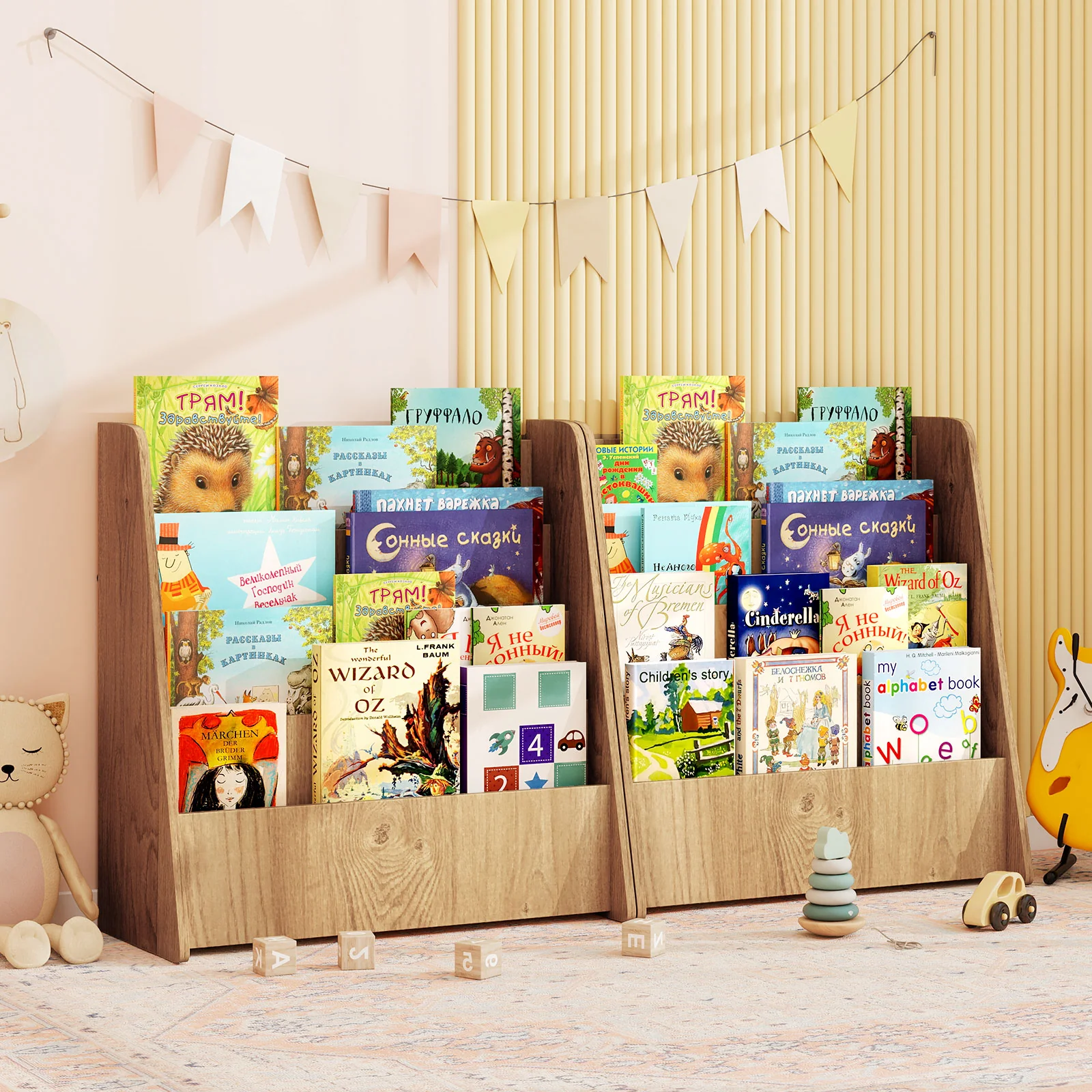 4-Tier Kids Wooden Bookshelf with Deep Compartments - Image 9