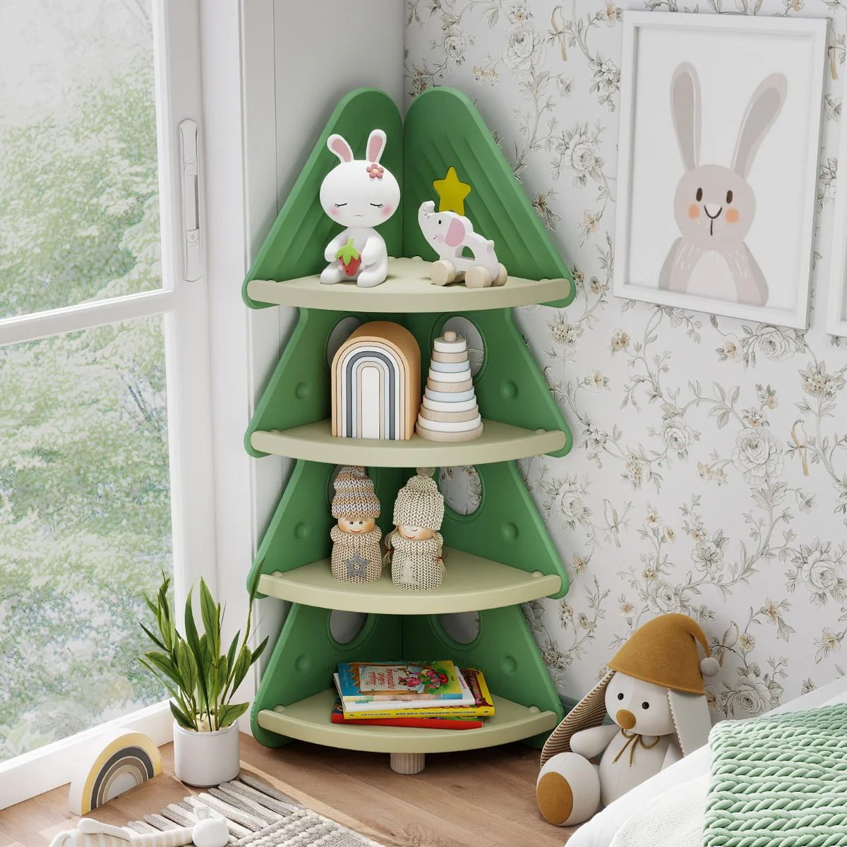 4-Tier Toddler Christmas Tree Bookcase for Kids Room - Image 5
