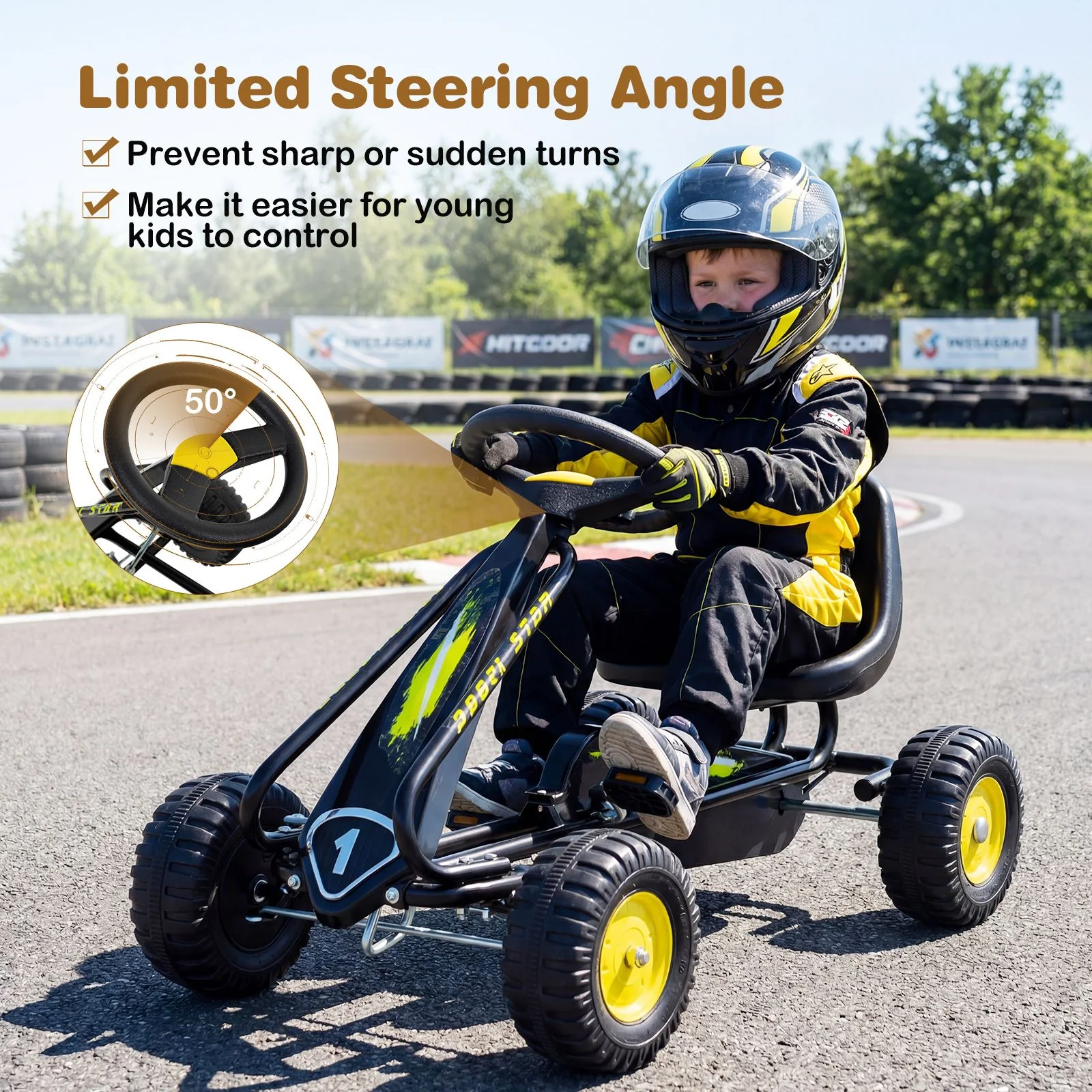 4-Wheel Pedal Car with 2-Position Adjustable Seat and Ergonomic Seat for Boys and Girls - Image 7