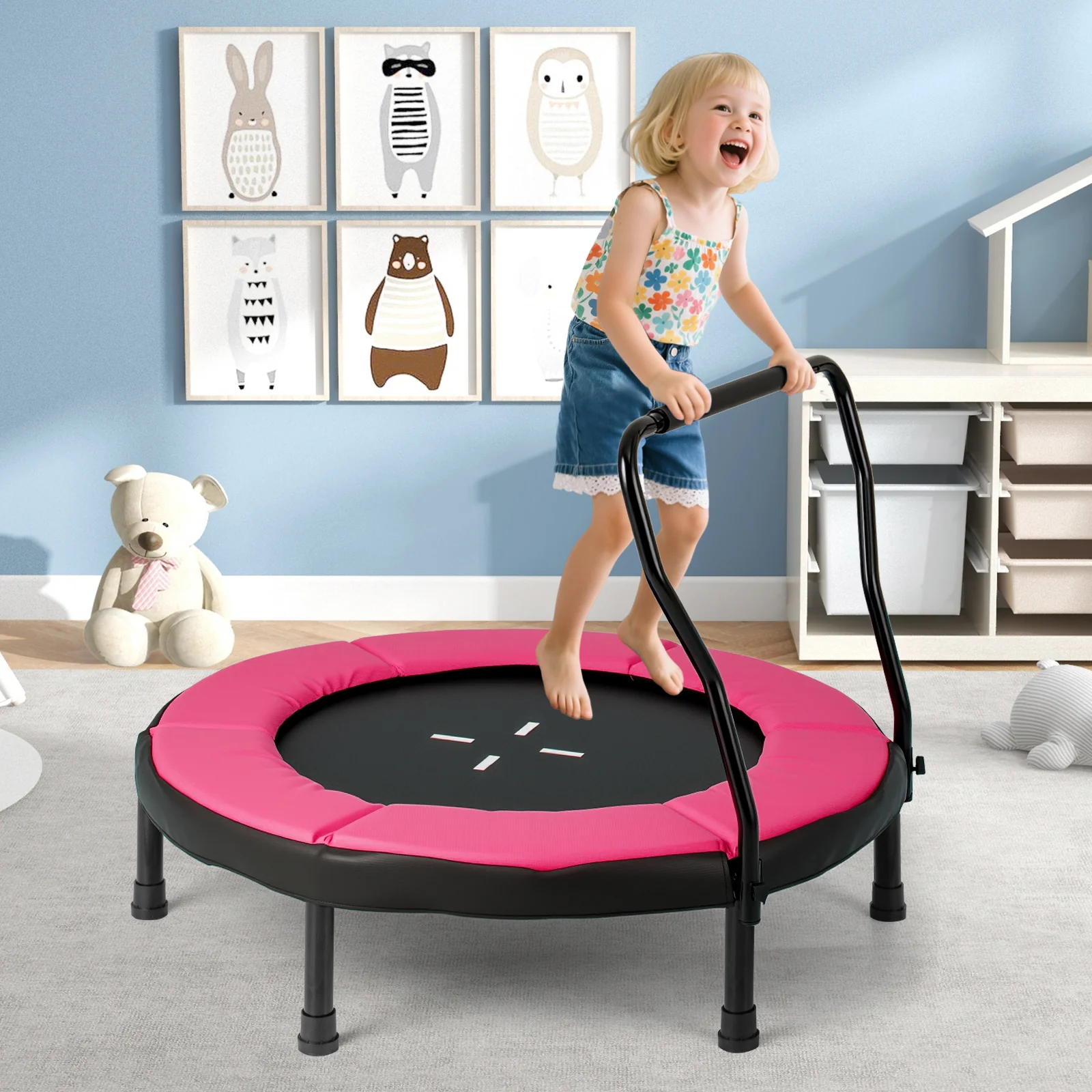 40” Trampoline for Kids, Indoor/Outdoor Fitness Trampoline for 3-6 Years Old Toddlers - Image 2
