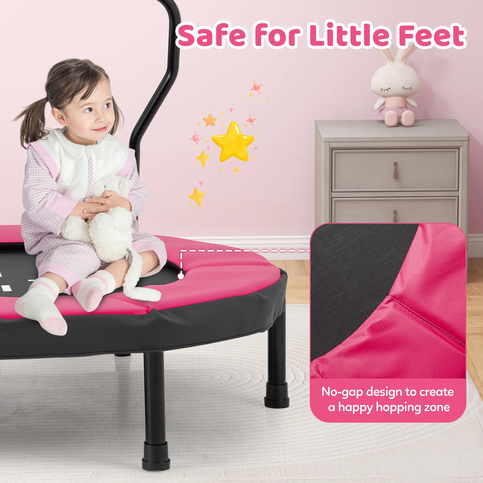 40” Trampoline for Kids, Indoor/Outdoor Fitness Trampoline for 3-6 Years Old Toddlers - Image 6