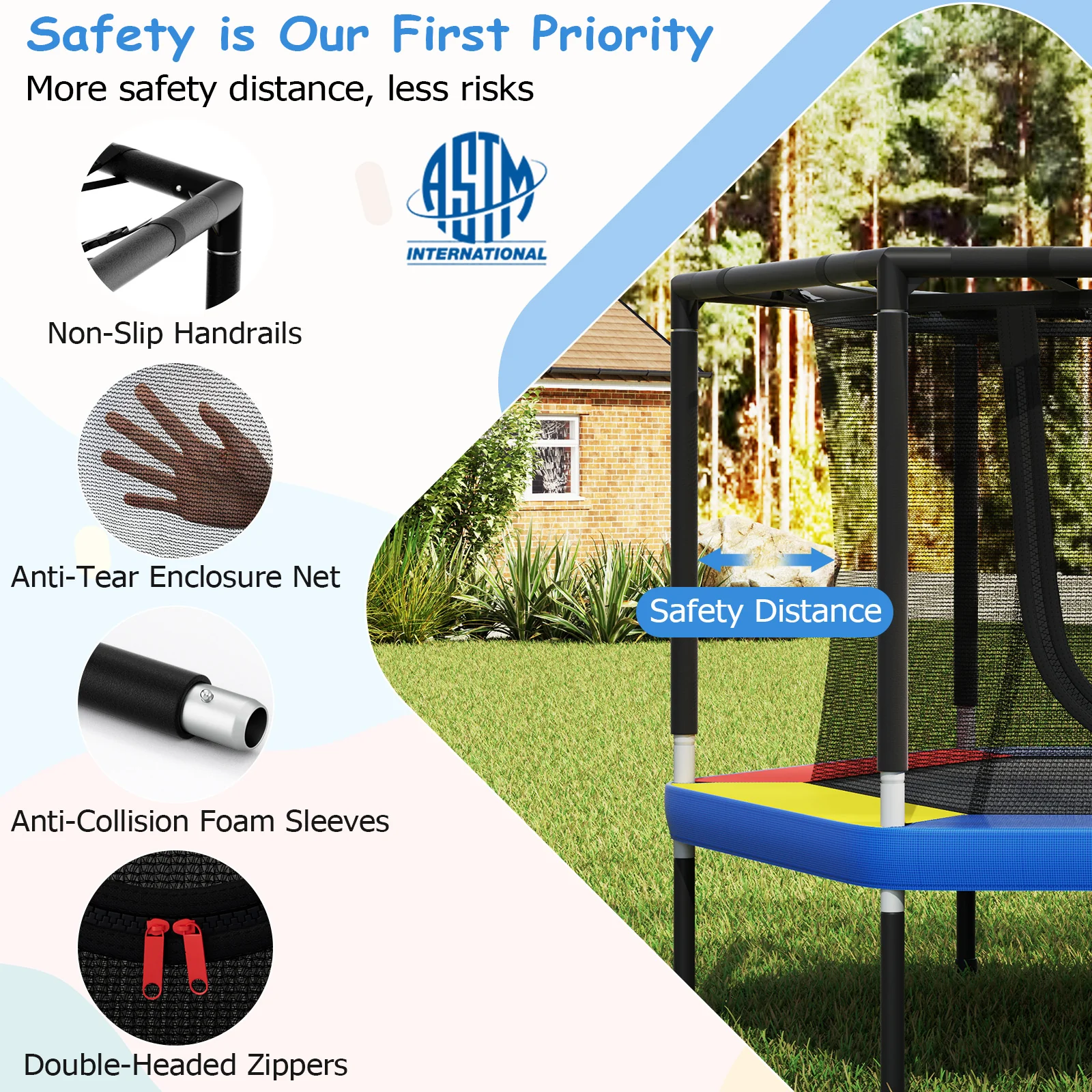 48’’ Mini Trampoline for Kids, Small Toddler Recreational Trampoline - Image 6