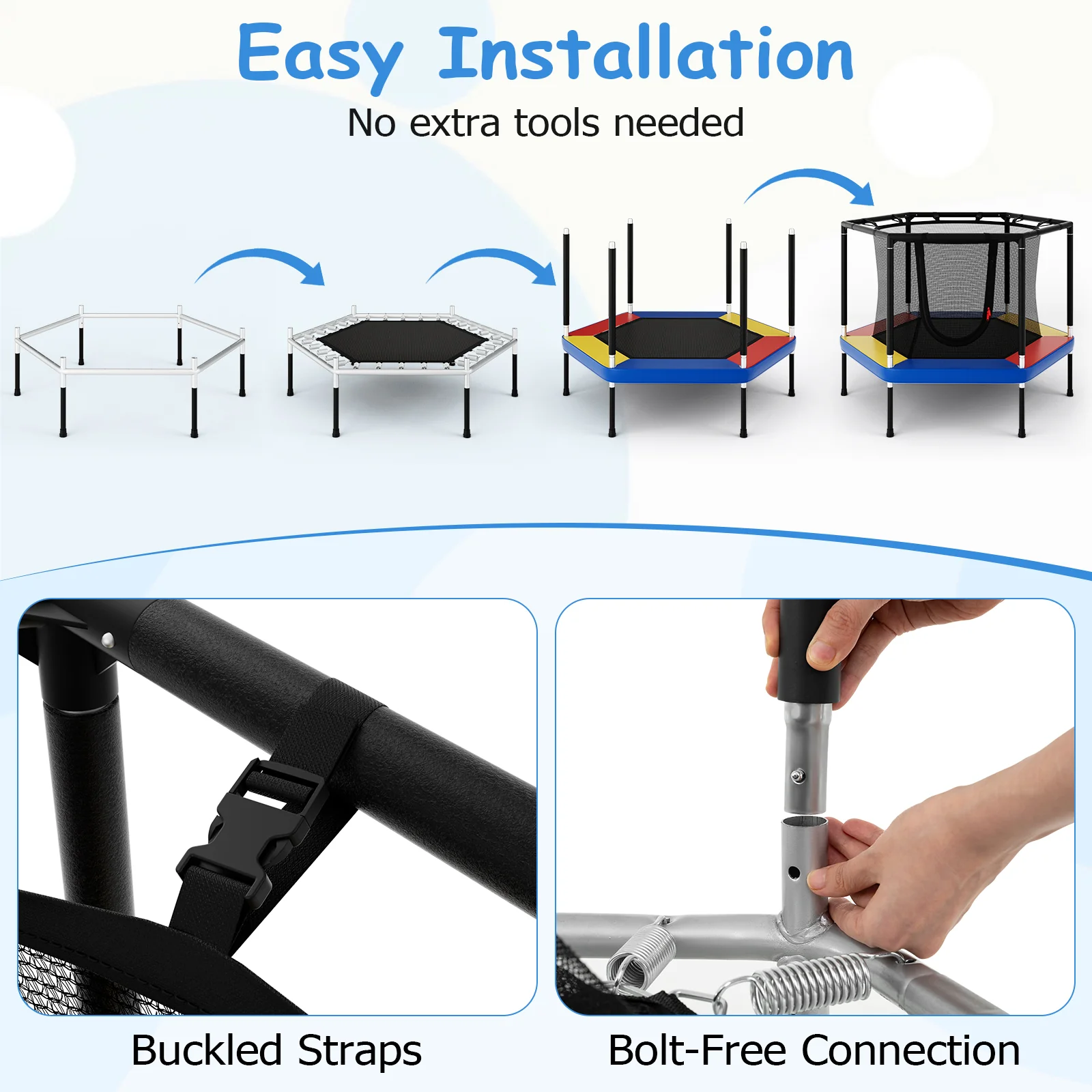48’’ Mini Trampoline for Kids, Small Toddler Recreational Trampoline - Image 7