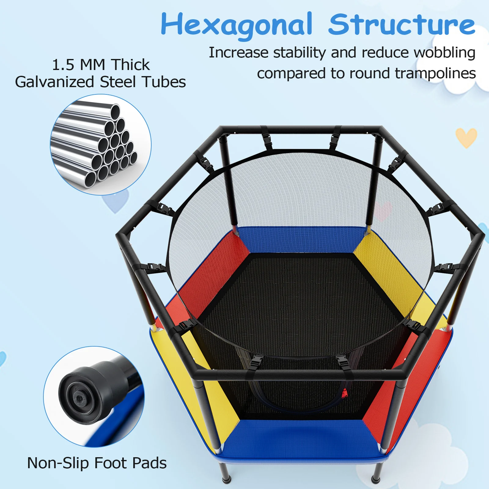 48’’ Mini Trampoline for Kids, Small Toddler Recreational Trampoline - Image 9
