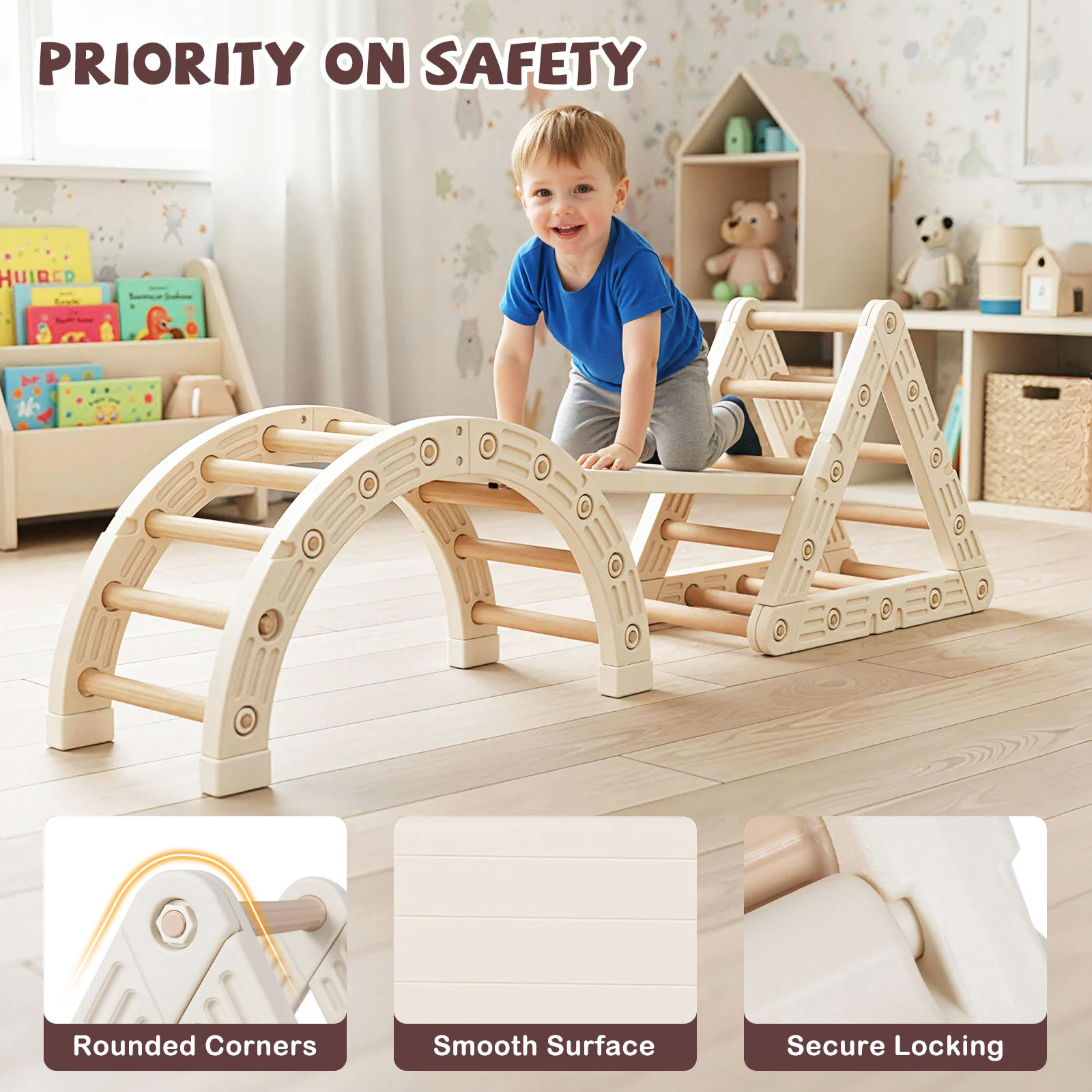 5-In-1 Montessori Climbing Toys with Double-Sided Ladder - Image 8
