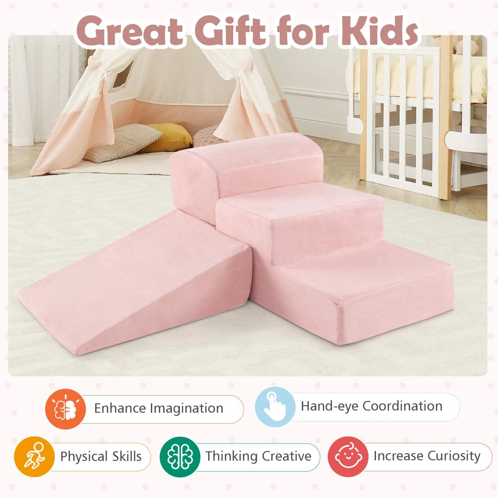 5-Piece Climb and Crawl Soft Playset w/ Ball Pit, Soft Climbing Foam Blocks for Kids - Image 6