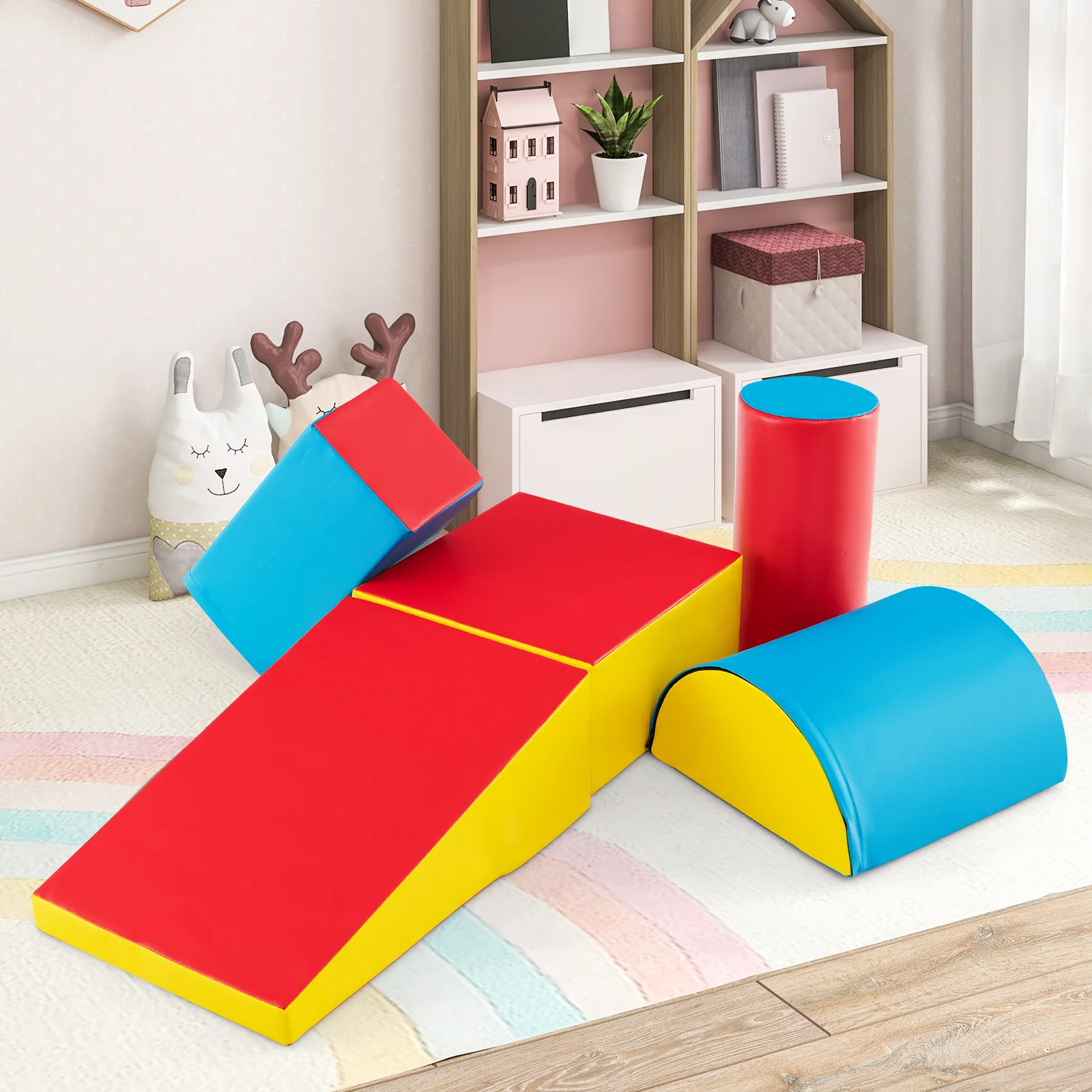 BABY JOY 5-Piece Kids Climb & Crawl Activity Playset, Lightweight Soft Foam Block Activity Play Structures - Image 16