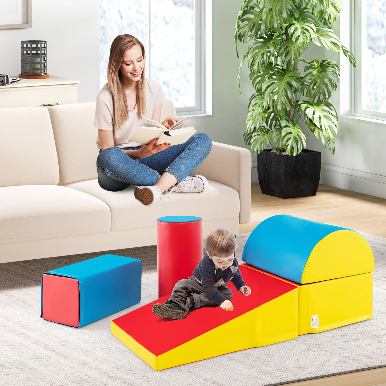 BABY JOY 5-Piece Kids Climb & Crawl Activity Playset, Lightweight Soft Foam Block Activity Play Structures - Image 18