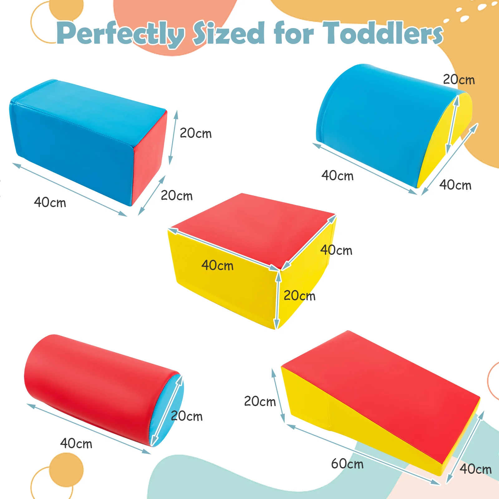 BABY JOY 5-Piece Kids Climb & Crawl Activity Playset, Lightweight Soft Foam Block Activity Play Structures - Image 24