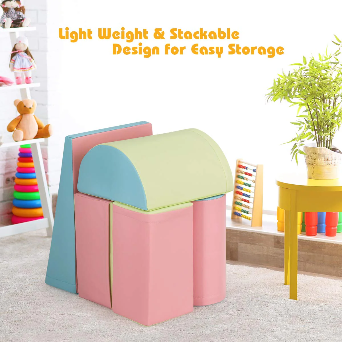 BABY JOY 5-Piece Kids Climb & Crawl Activity Playset, Lightweight Soft Foam Block Activity Play Structures - Image 6
