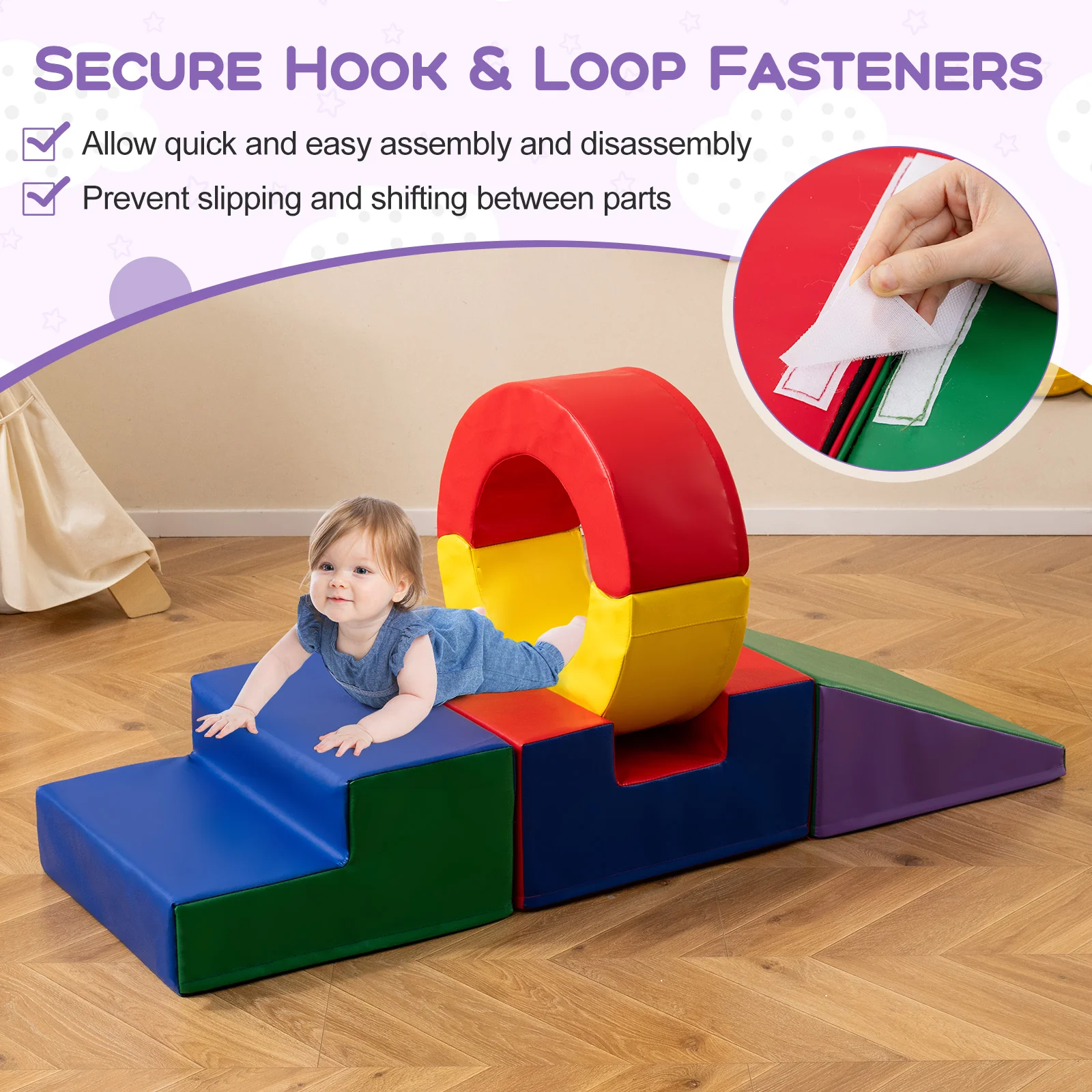 5 Pieces Kids Climbing Foam Blocks Playset Soft Play Climb and Crawl Playset - Image 5