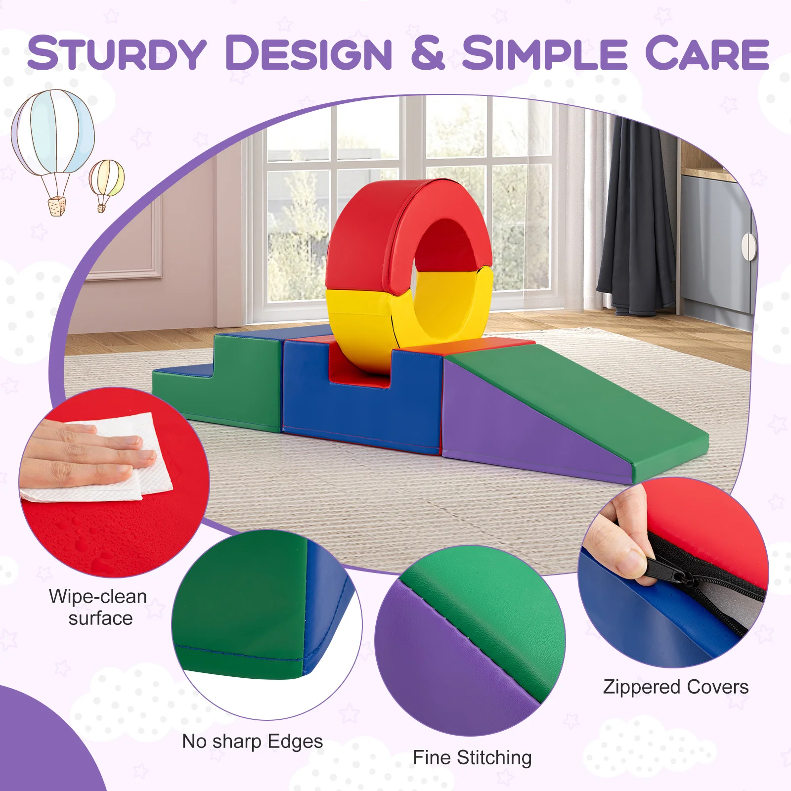 5 Pieces Kids Climbing Foam Blocks Playset Soft Play Climb and Crawl Playset - Image 8