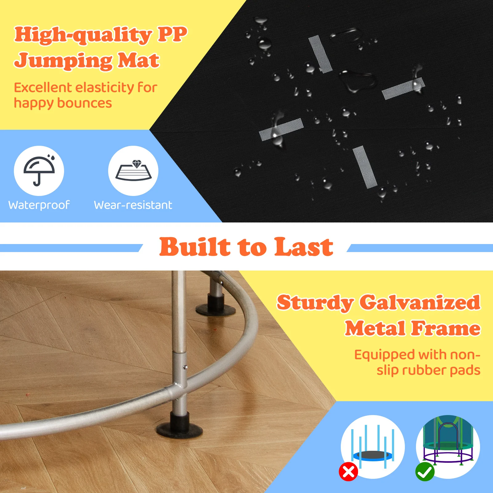 55" Kids Trampoline, Toddler Trampoline for 3-6 Years Old Boys & Girls - Image 3
