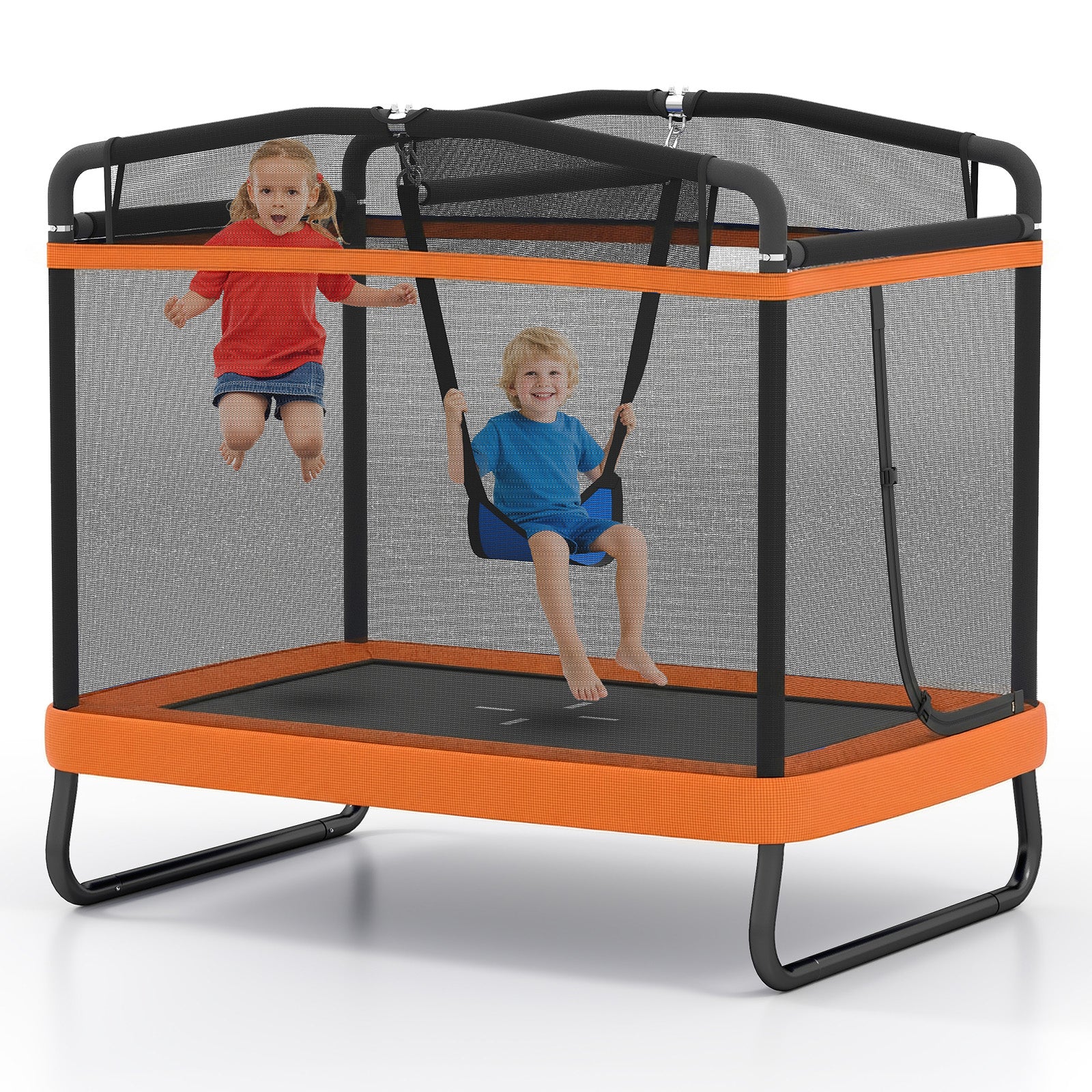 6 FT Kids Trampoline with Swing and Horizontal Bar, Small Rectangle Trampoline - Image 13
