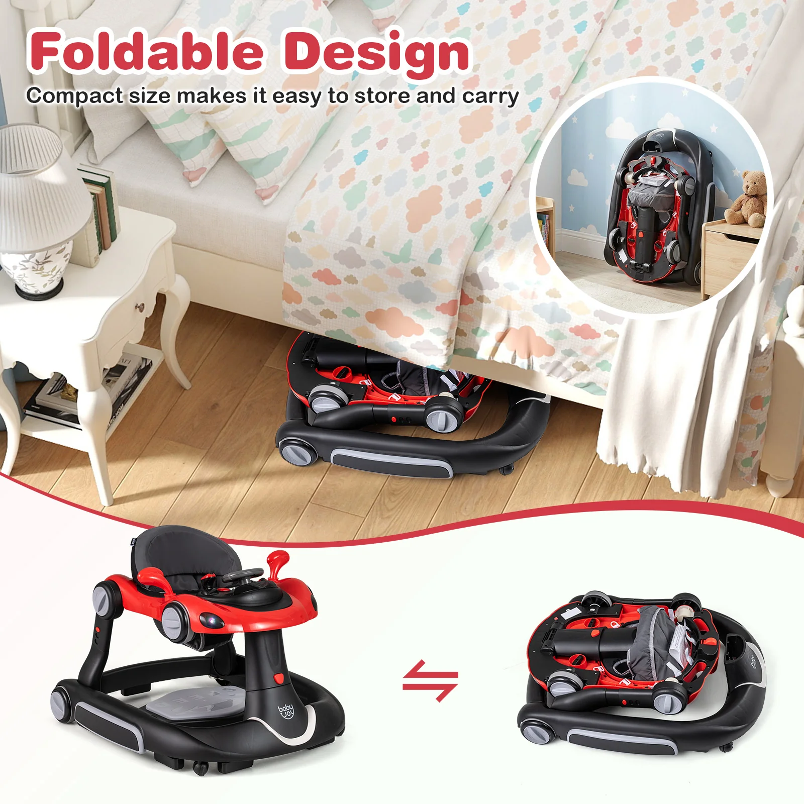 6-in-1 Baby Walker with Canopy for 7-18 Months - Image 10