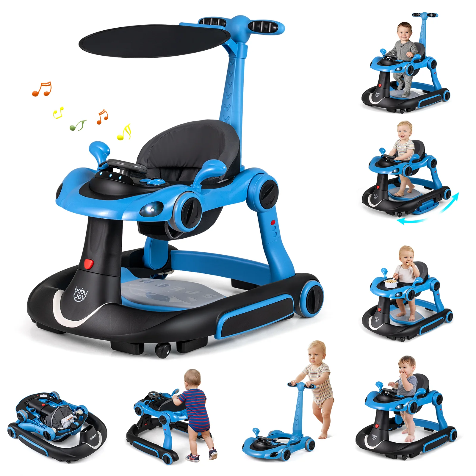 6-in-1 Baby Walker with Canopy for 7-18 Months - Image 13