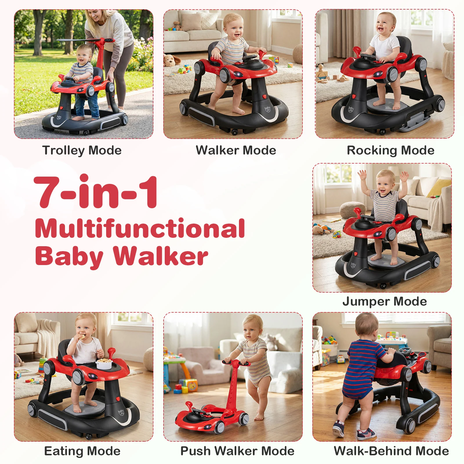 6-in-1 Baby Walker with Canopy for 7-18 Months - Image 4