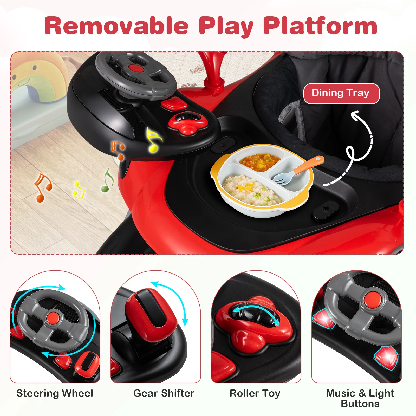6-in-1 Baby Walker with Canopy for 7-18 Months - Image 6