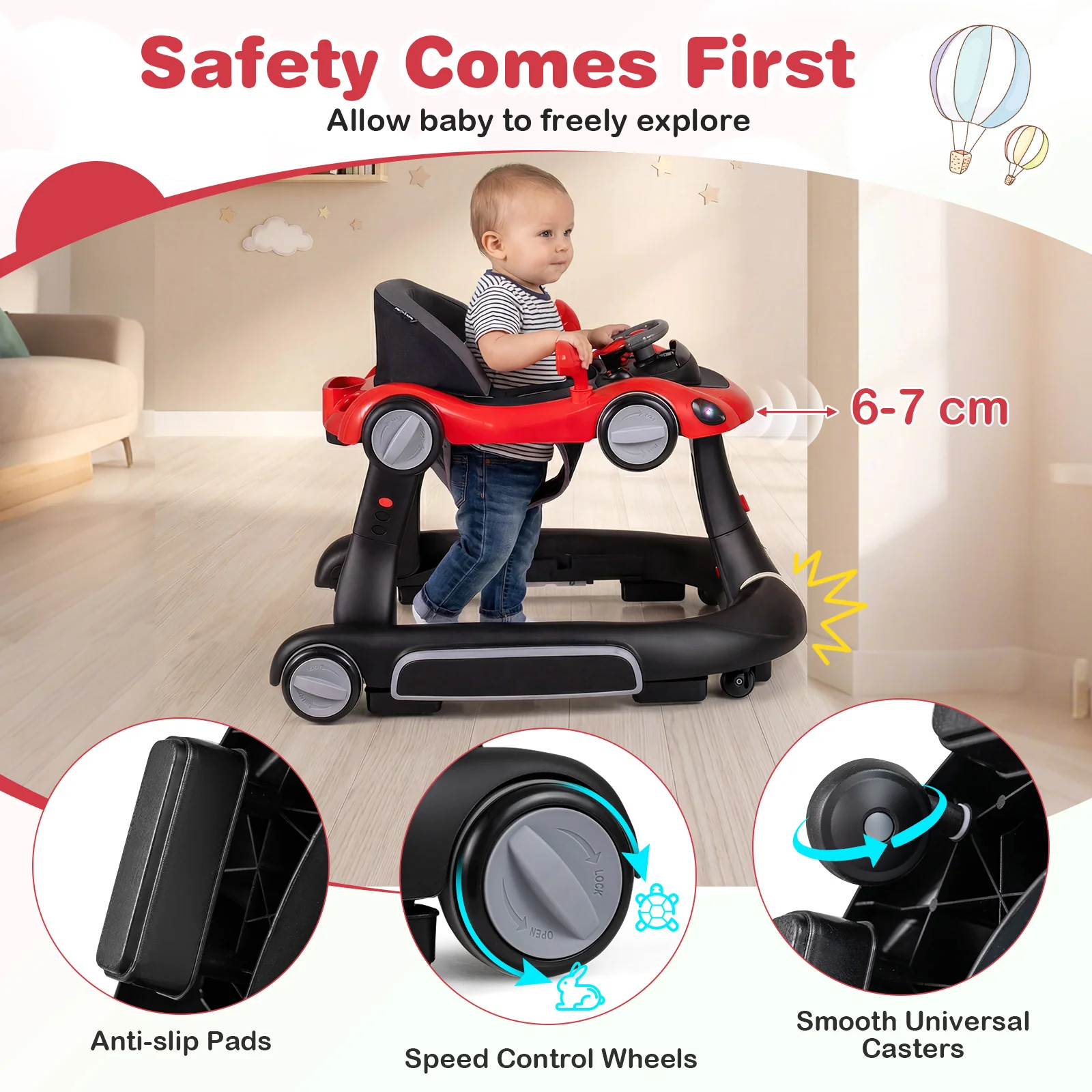 6-in-1 Baby Walker with Canopy for 7-18 Months - Image 7