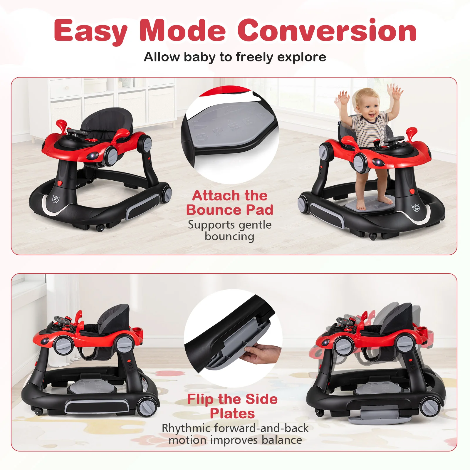 6-in-1 Baby Walker with Canopy for 7-18 Months - Image 8