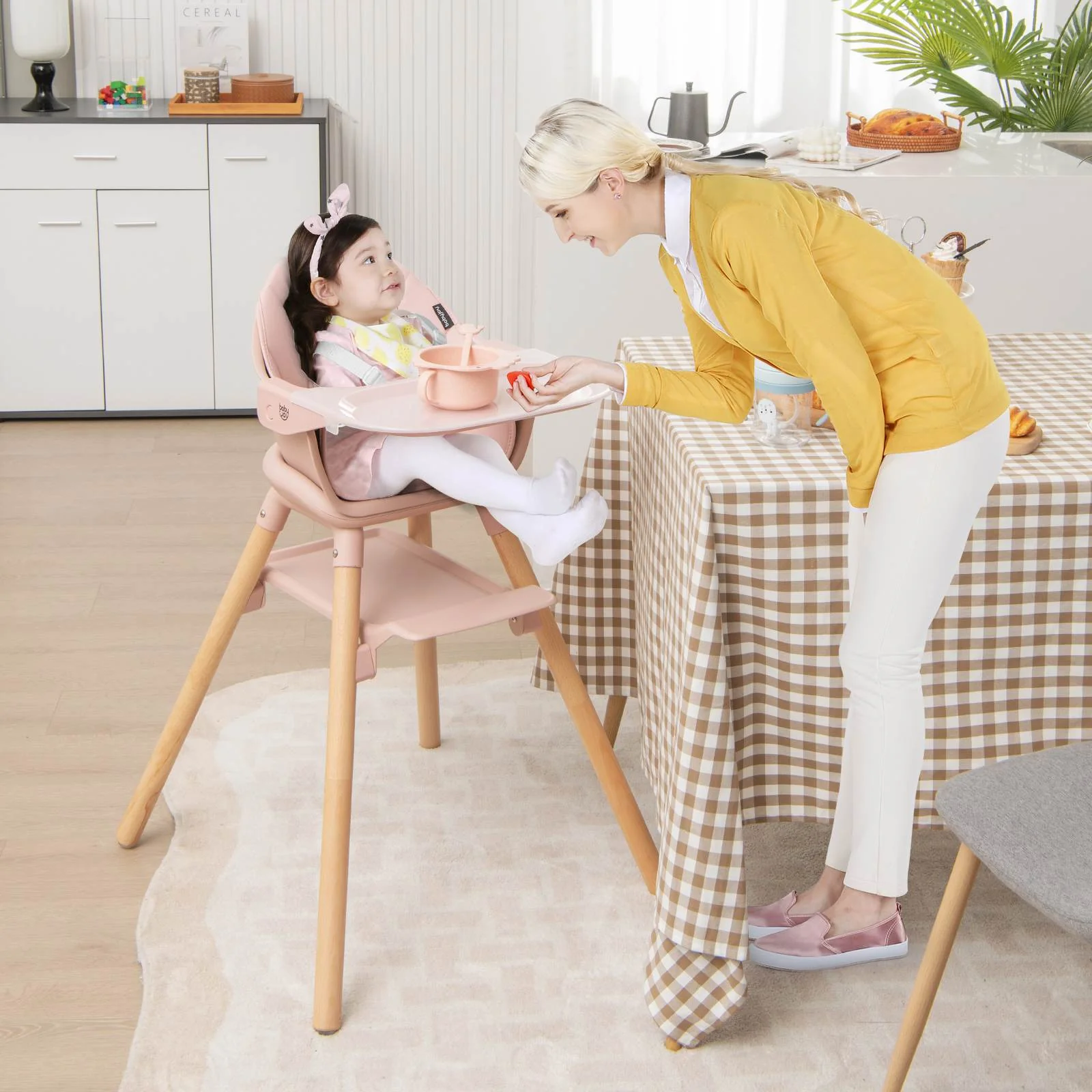 BABY JOY 6-in-1 Convertible Wooden High Chair Baby Highchair up to 6 Years Old - Image 4