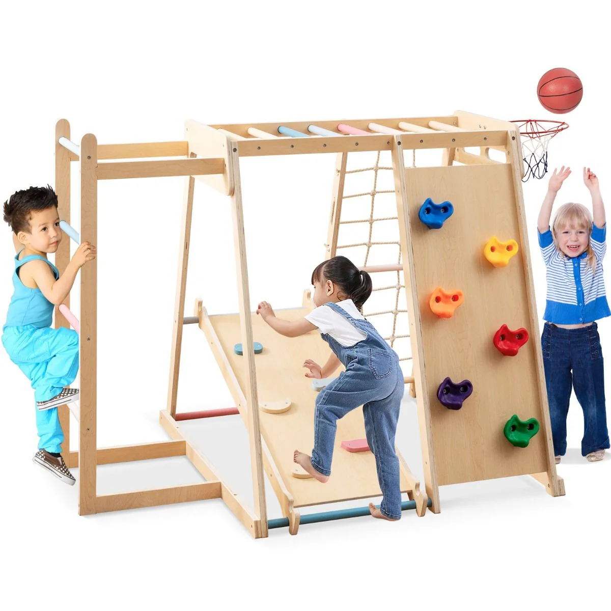 6-in-1 Jungle Gym with Slide and Rock Climbing for 3-14 Years Olds - Image 10
