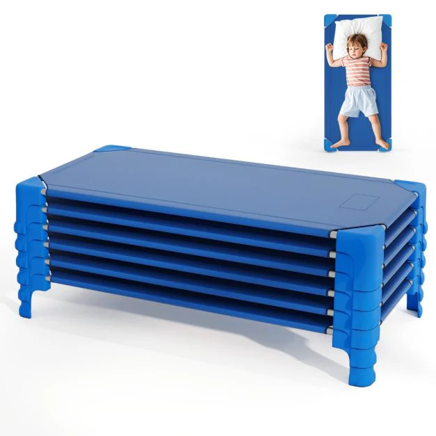 6-Pack Stackable Children’s Nap Time Cots, Space-Saving Daycare Cots w/Metal Frame, Oxford Cloth - Image 12