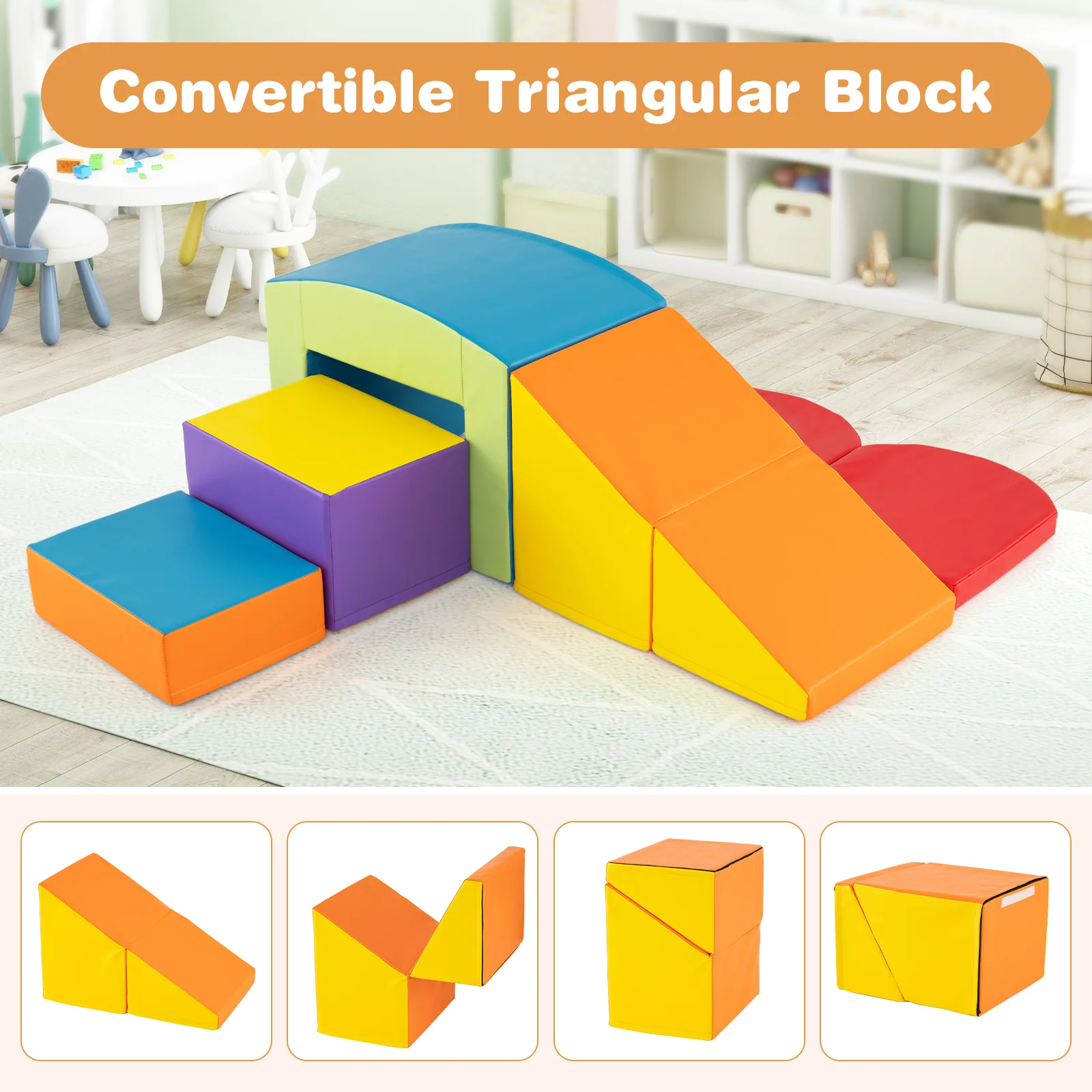6 PCS Foam Climbing Blocks with Tunnel Stairs and Ramp for 12 Months+ - Image 11