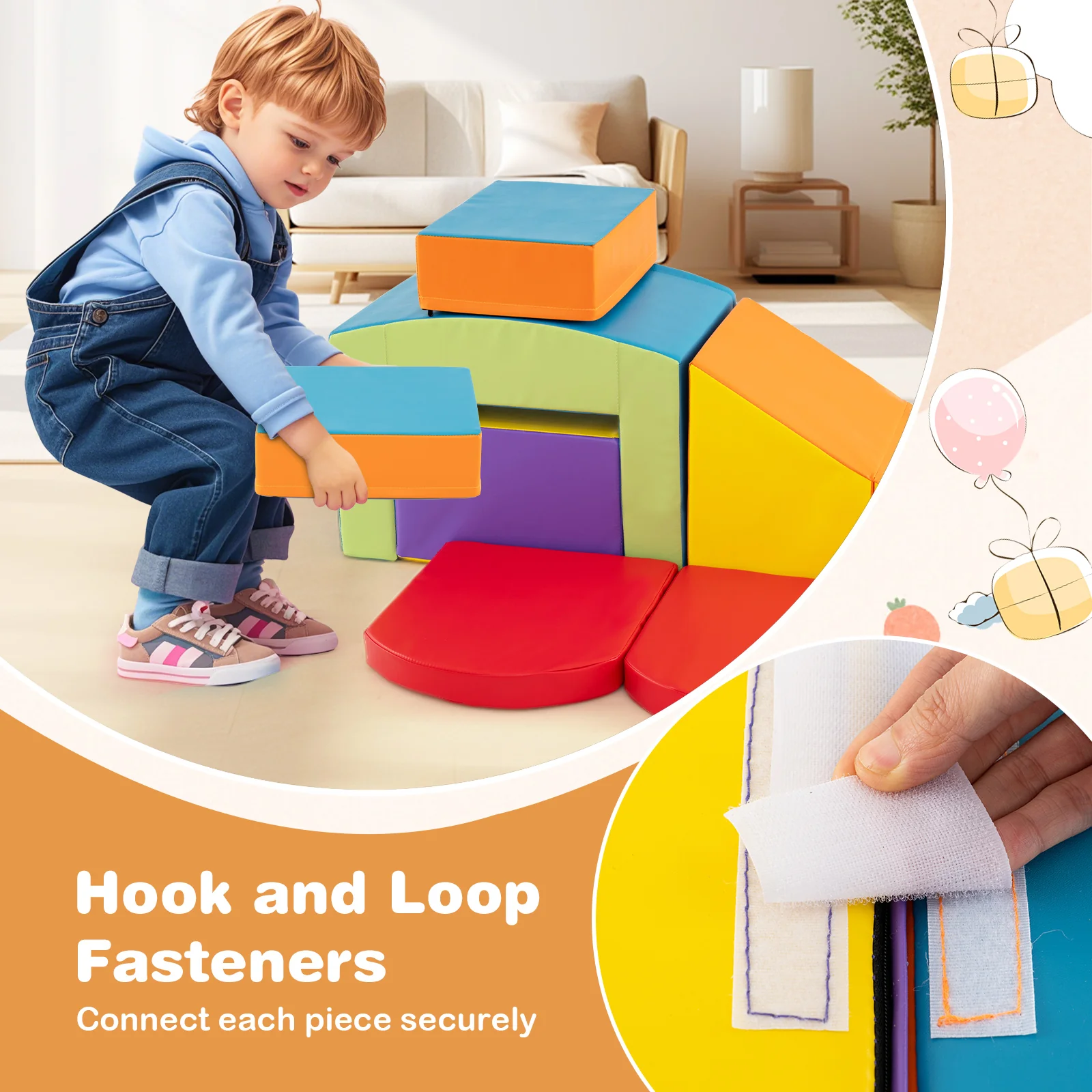 6 PCS Foam Climbing Blocks with Tunnel Stairs and Ramp for 12 Months+ - Image 12
