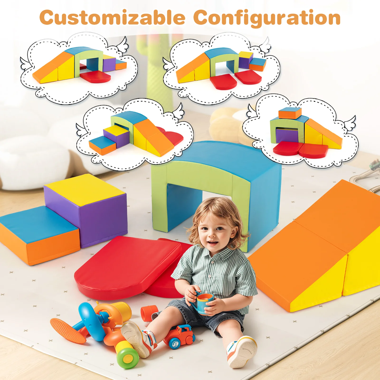 6 PCS Foam Climbing Blocks with Tunnel Stairs and Ramp for 12 Months+ - Image 15