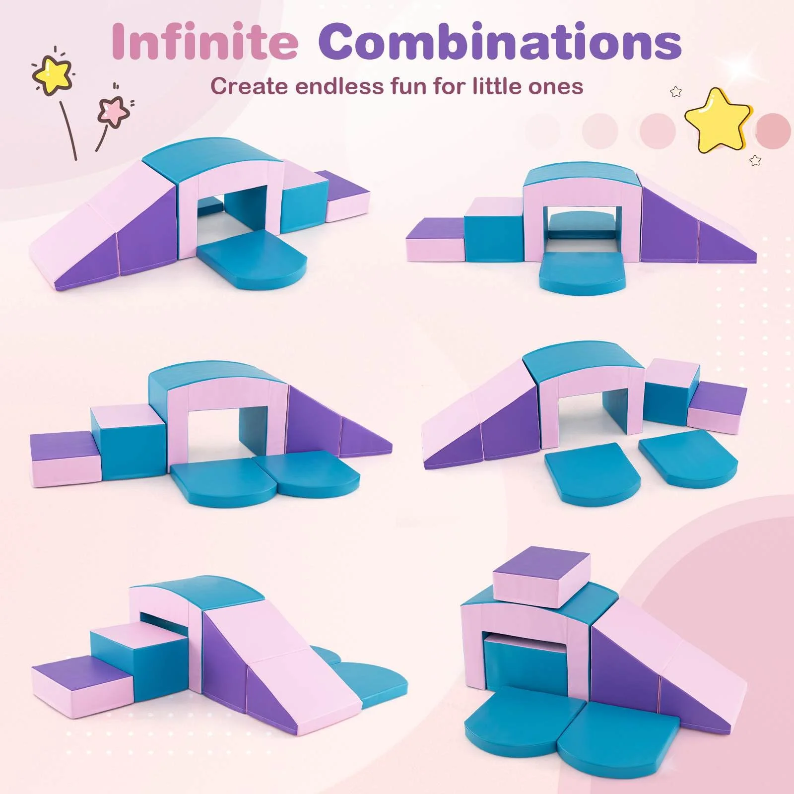 6 PCS Foam Climbing Blocks with Tunnel Stairs and Ramp for 12 Months+ - Image 7