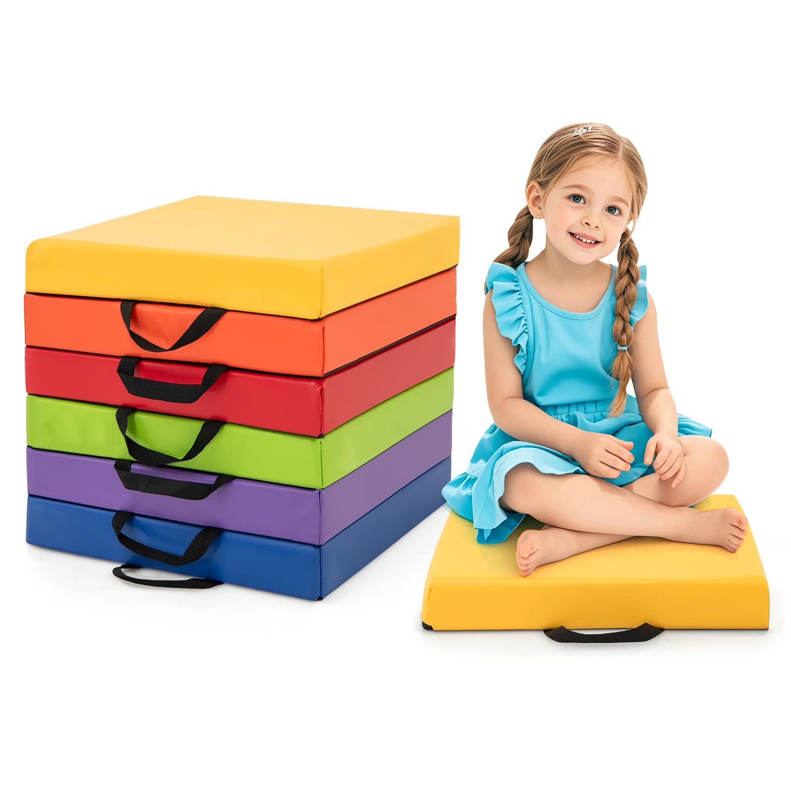 6 PCS Square Floor Cushions, Soft Sponge Floor Pillows for Classroom Home Nursery Kids Room Daycare
