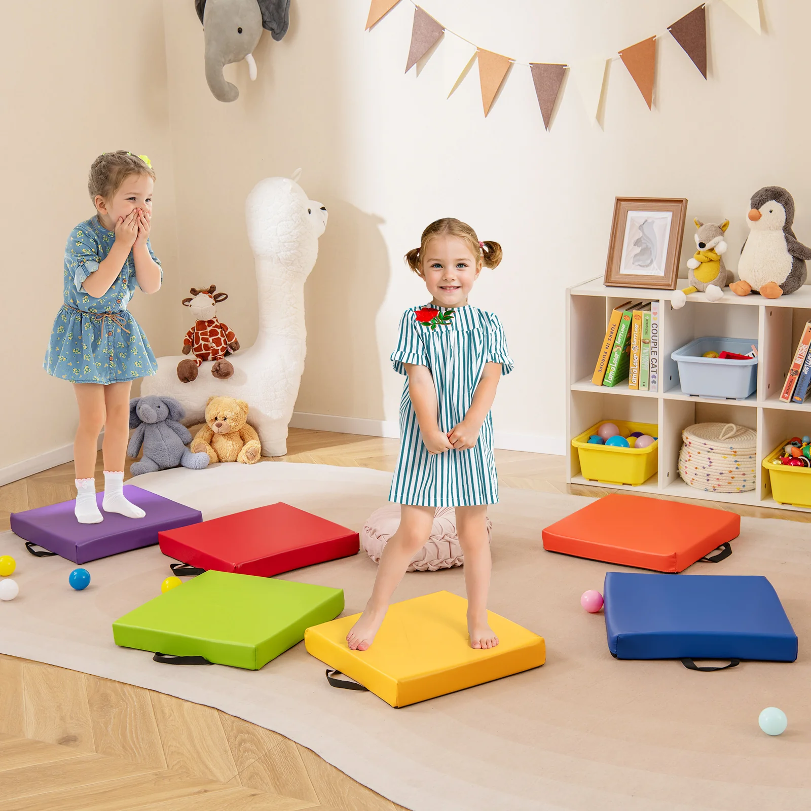 6 PCS Square Floor Cushions, Soft Sponge Floor Pillows for Classroom Home Nursery Kids Room Daycare - Image 2