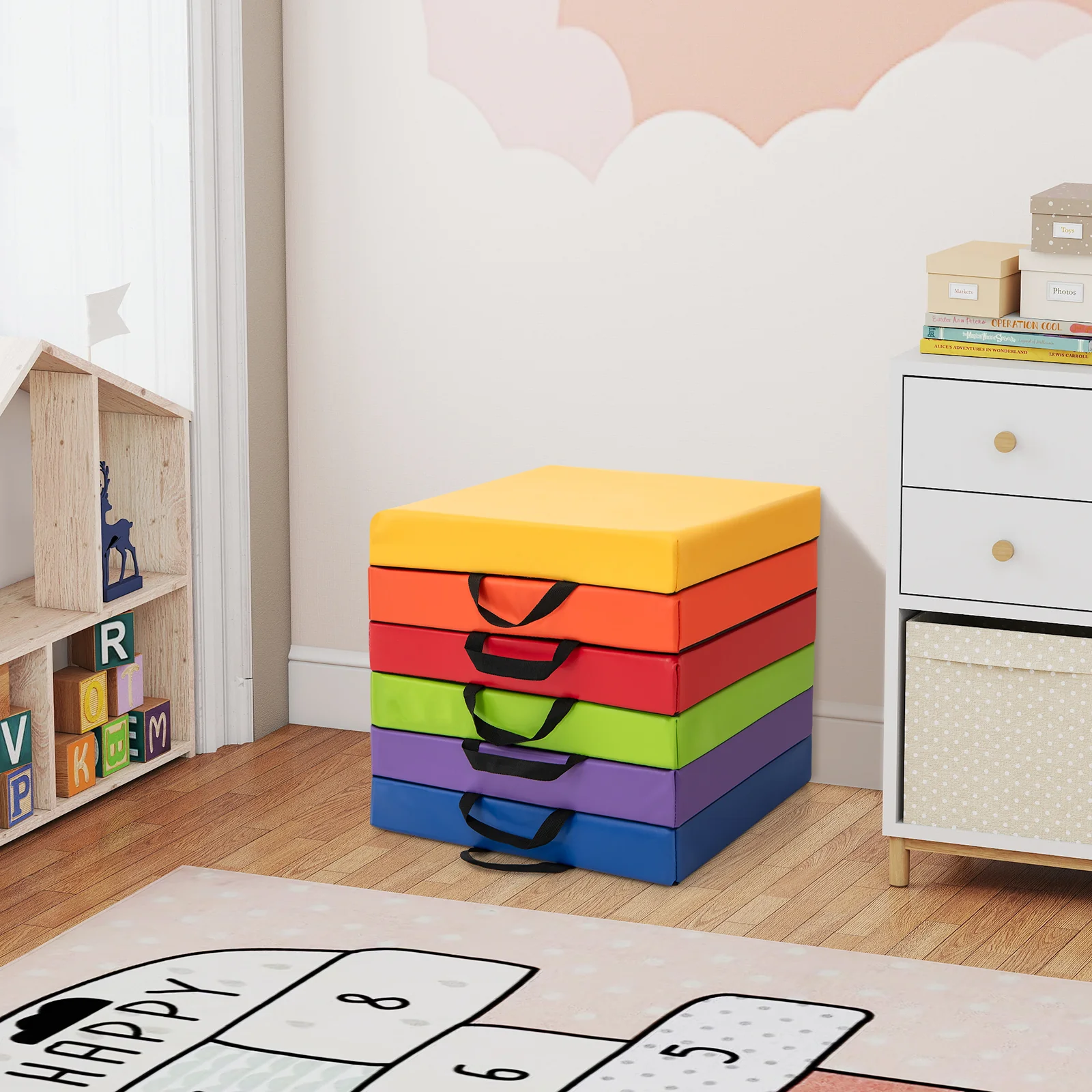 6 PCS Square Floor Cushions, Soft Sponge Floor Pillows for Classroom Home Nursery Kids Room Daycare - Image 4