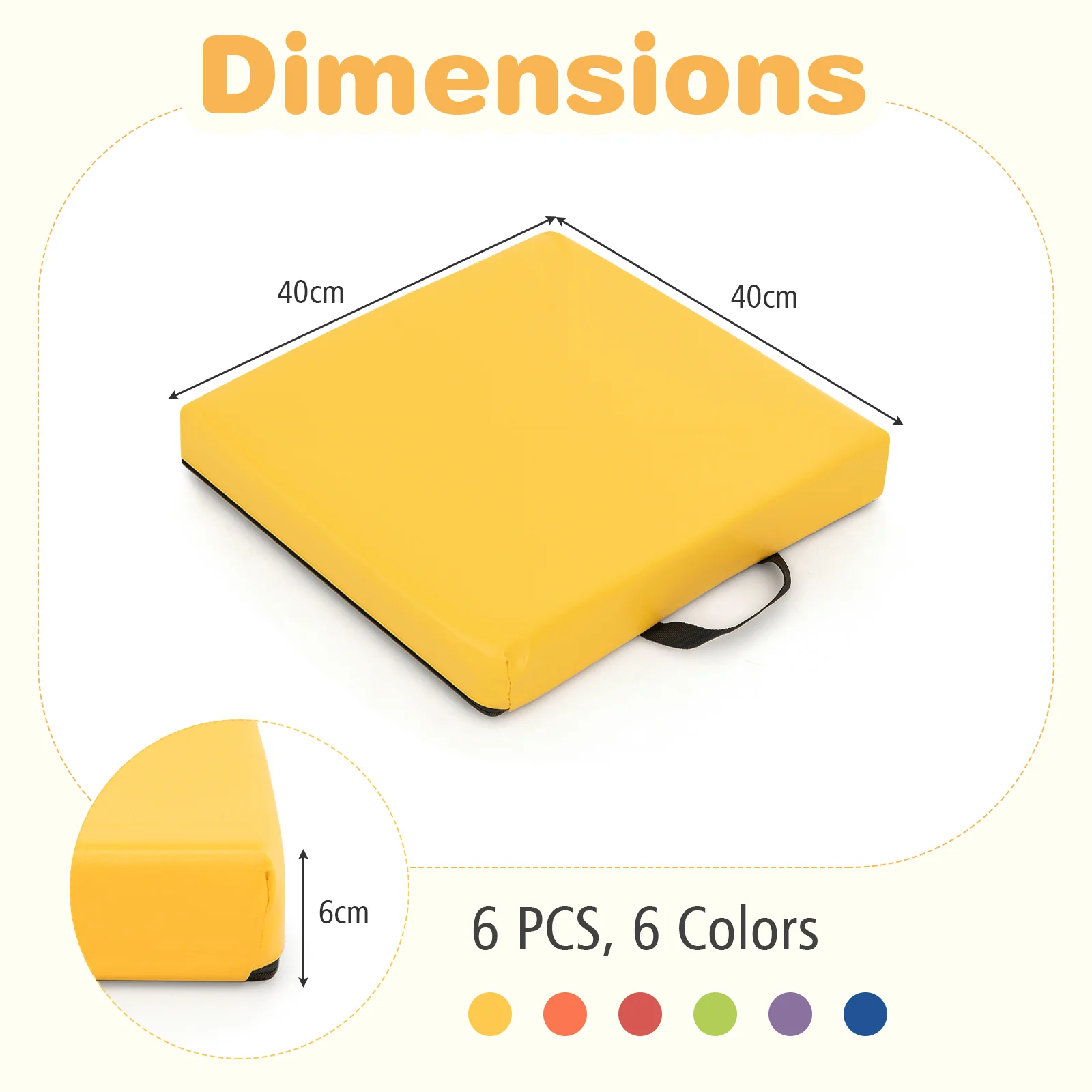 6 PCS Square Floor Cushions, Soft Sponge Floor Pillows for Classroom Home Nursery Kids Room Daycare - Image 9