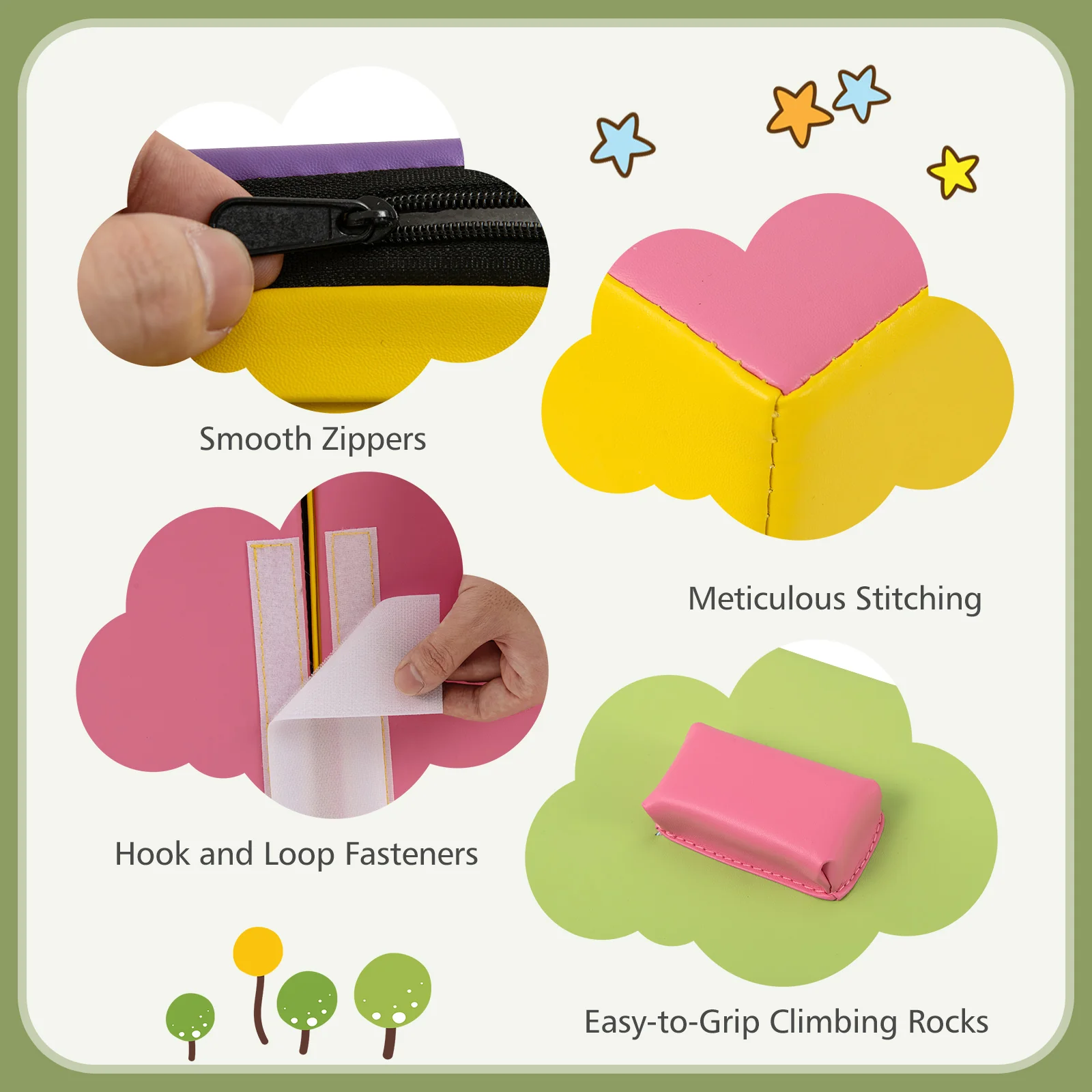 6-Piece Foam Climbing Blocks, Lightweight Soft Climbing Indoor Set with Hook and Loop Fasteners - Image 8