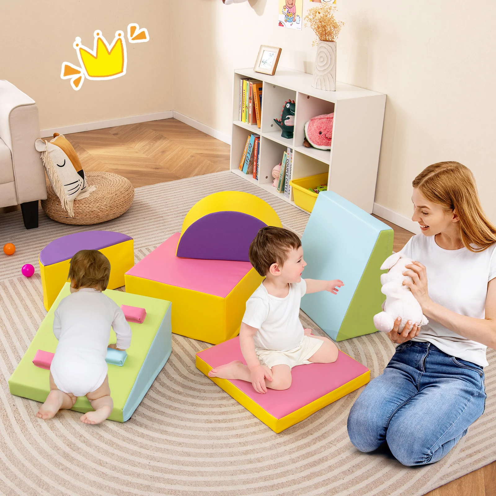 6-Piece Foam Climbing Blocks, Lightweight Soft Climbing Indoor Set with Hook and Loop Fasteners - Image 9