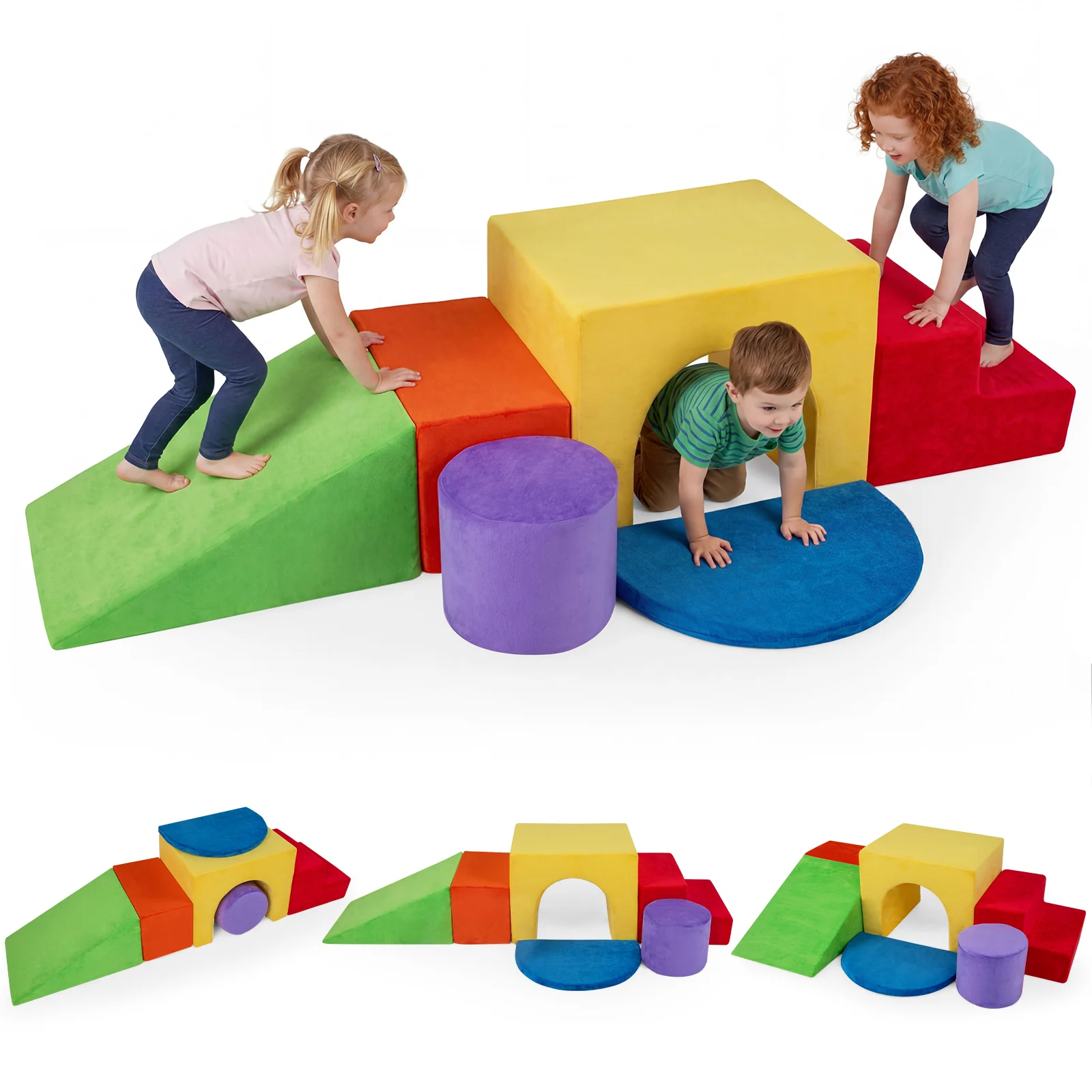 6 Pieces Kids Climbing Foam Blocks Playset with Slide