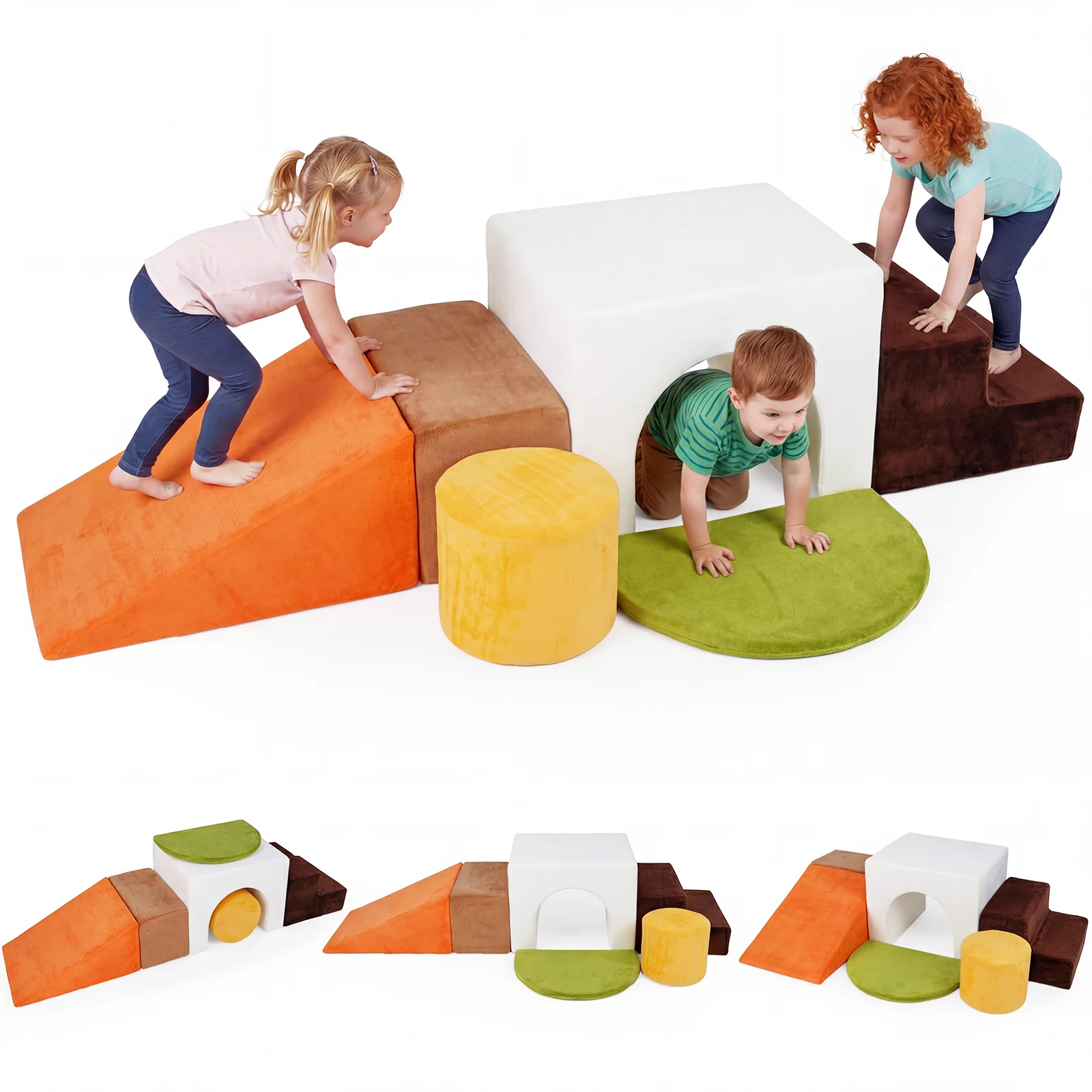 6 Pieces Kids Climbing Foam Blocks Playset with Slide - Image 10