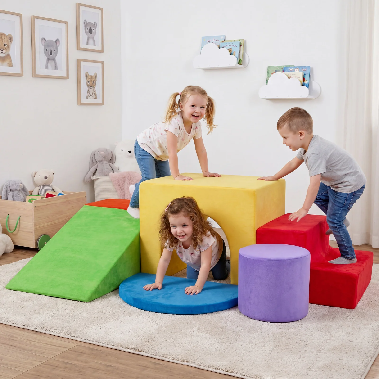 6 Pieces Kids Climbing Foam Blocks Playset with Slide - Image 2