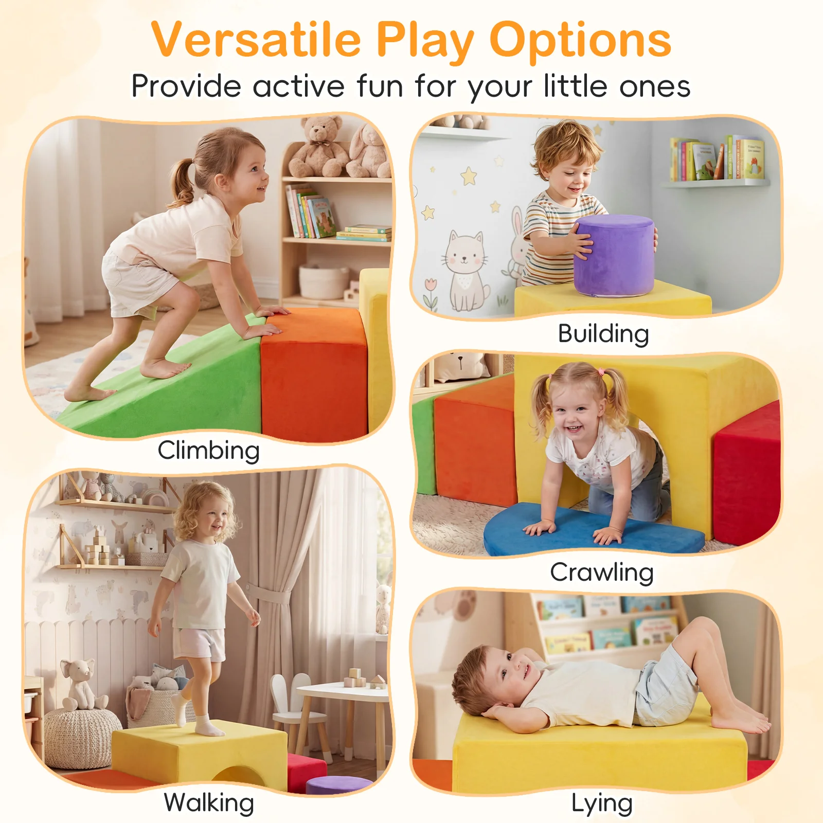 6 Pieces Kids Climbing Foam Blocks Playset with Slide - Image 4